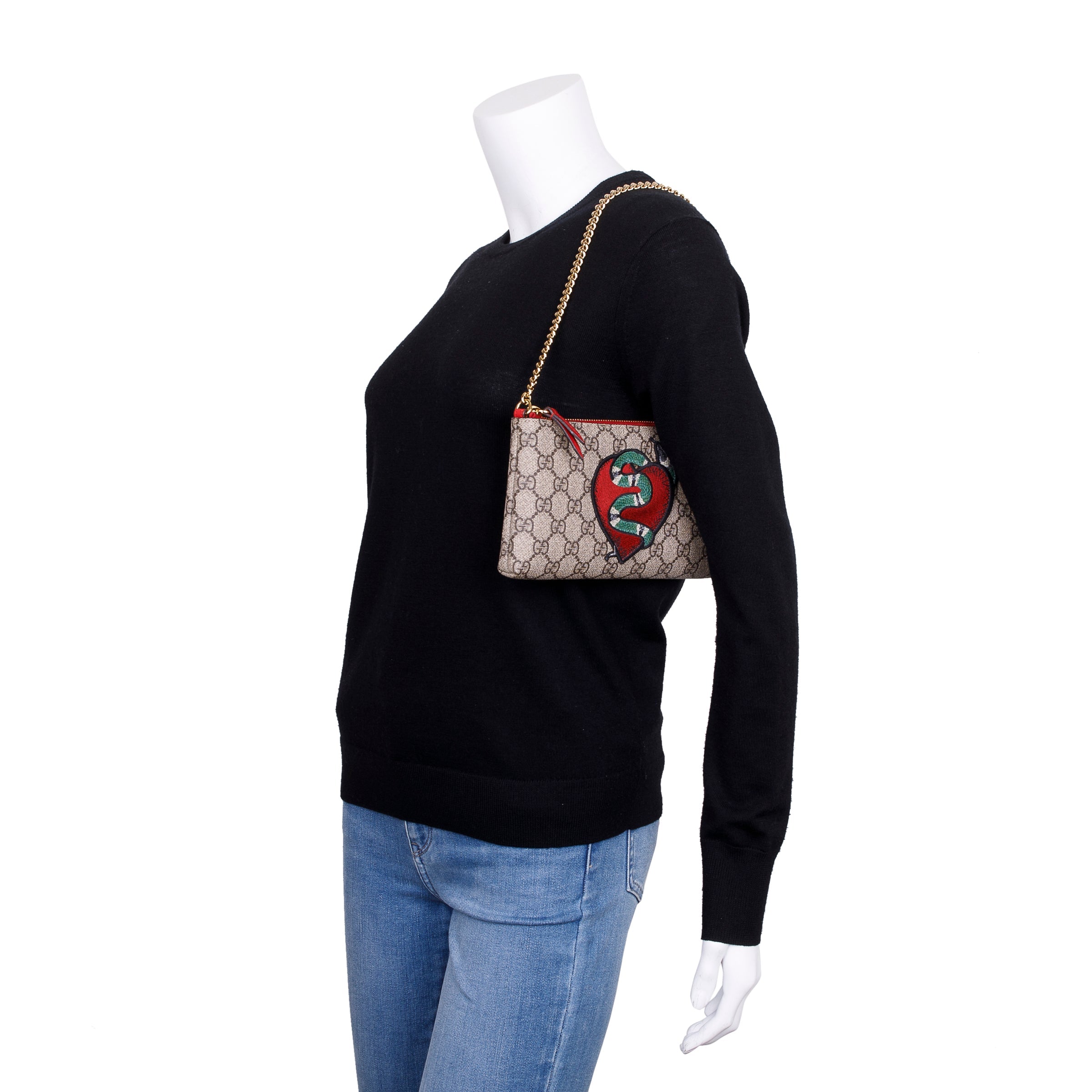 Gucci GG Supreme Kingsnake Heart Pochette w/ Box