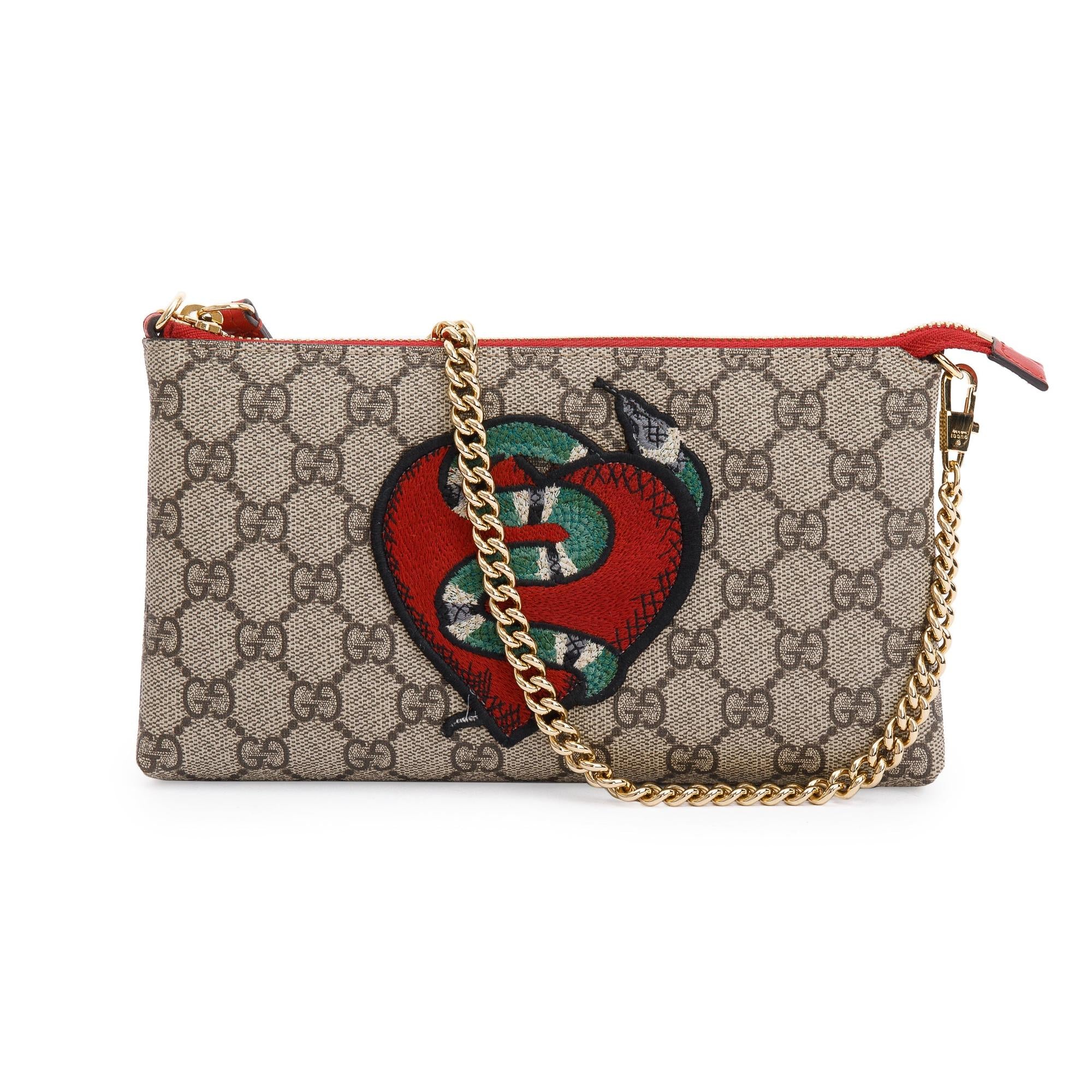 Gucci GG Supreme Kingsnake Heart Pochette w/ Box
