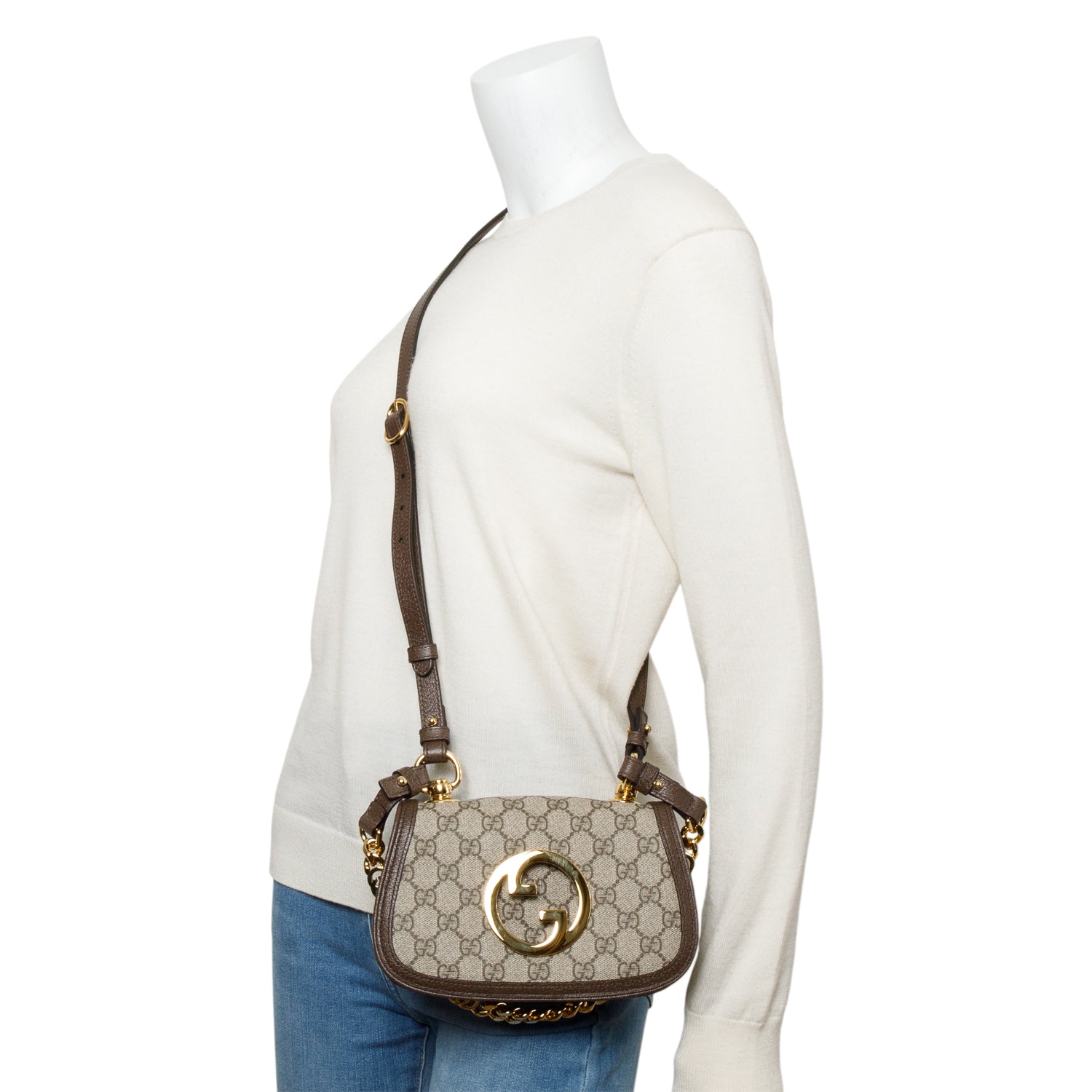 Gucci GG Supreme Mini Blondie Shoulder Bag w/ Strap