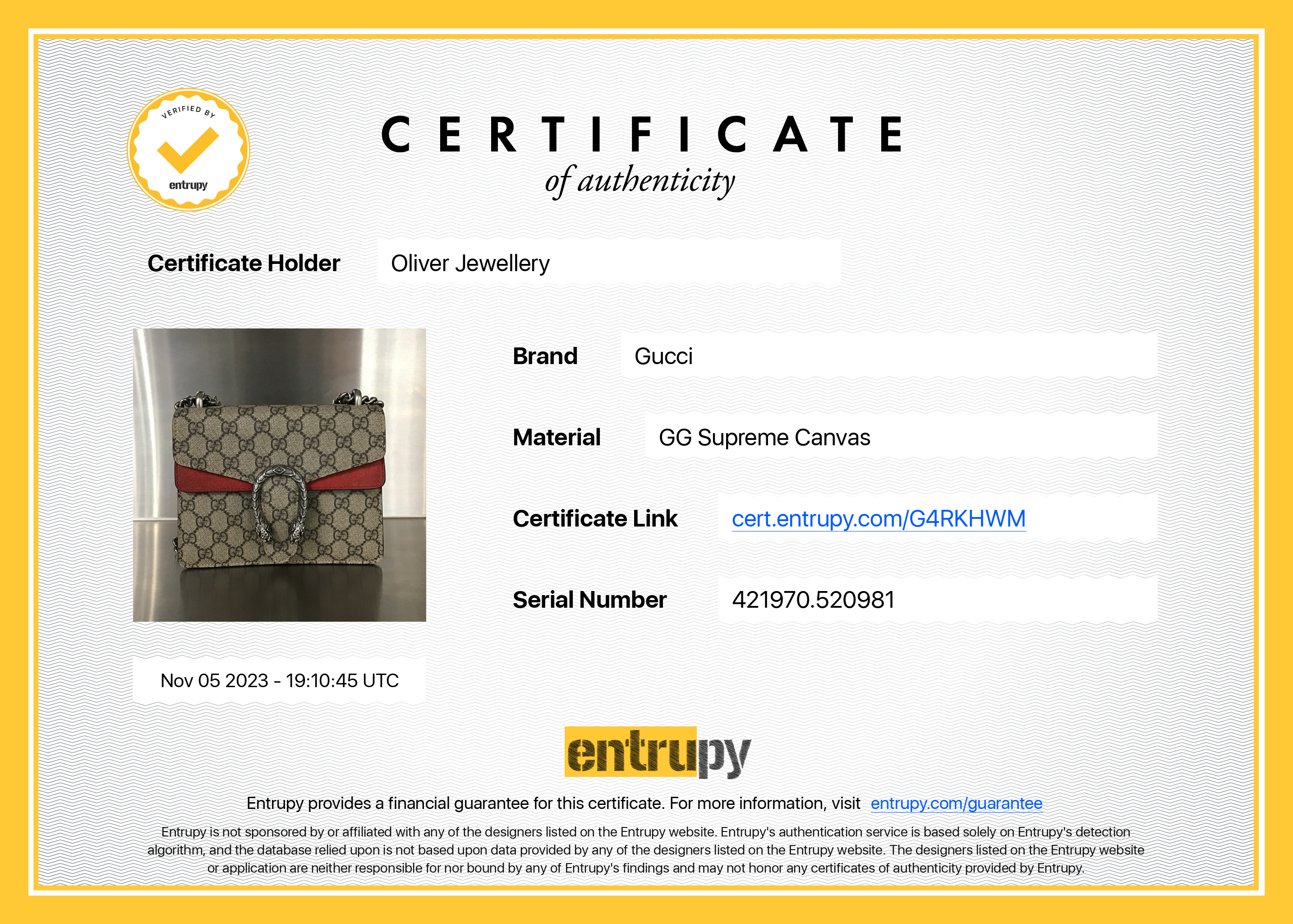 Gucci GG Supreme Mini Dionysus Shoulder Bag