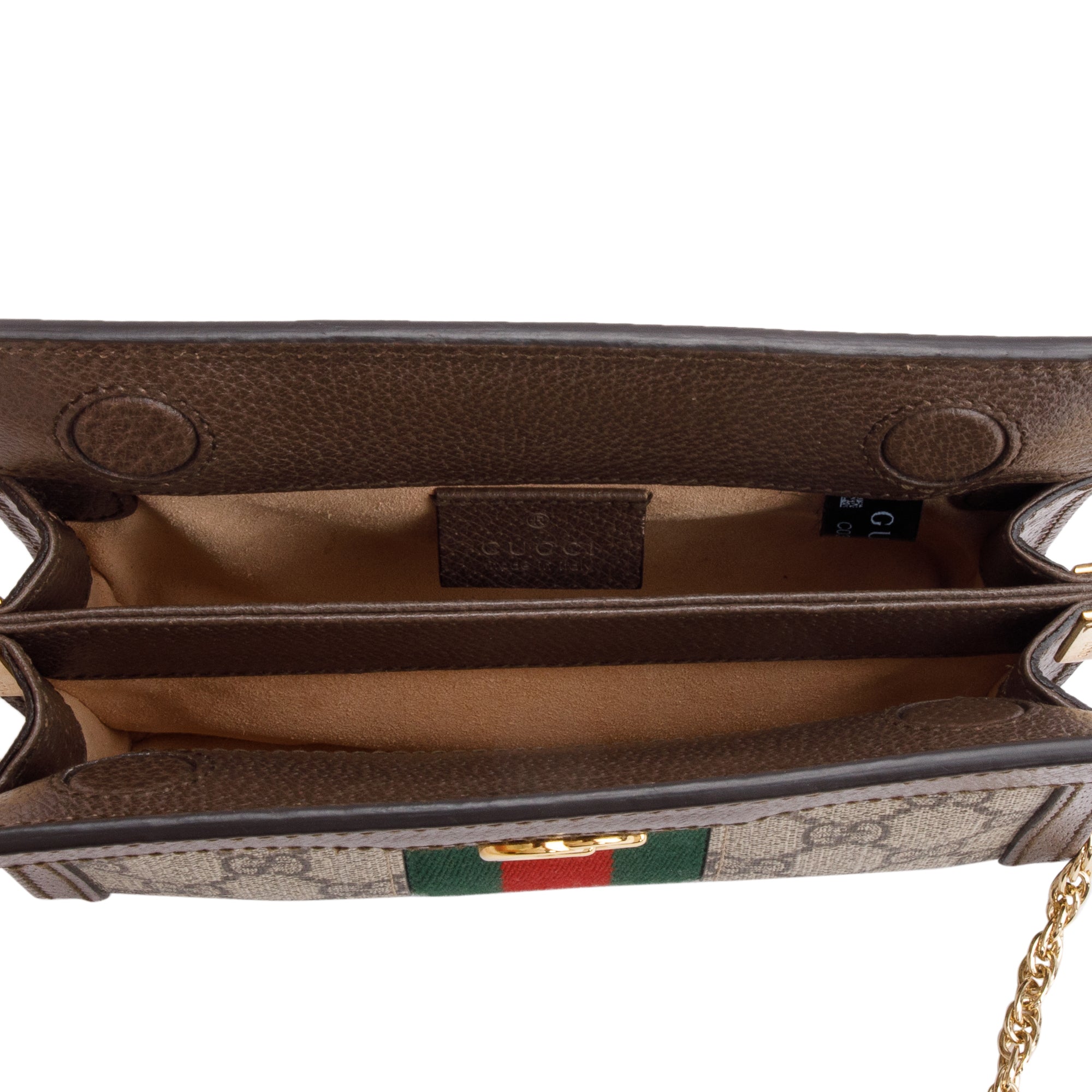 Gucci GG Supreme Ophidia Web Mini Chain Shoulder Bag w/ Box & Receipt