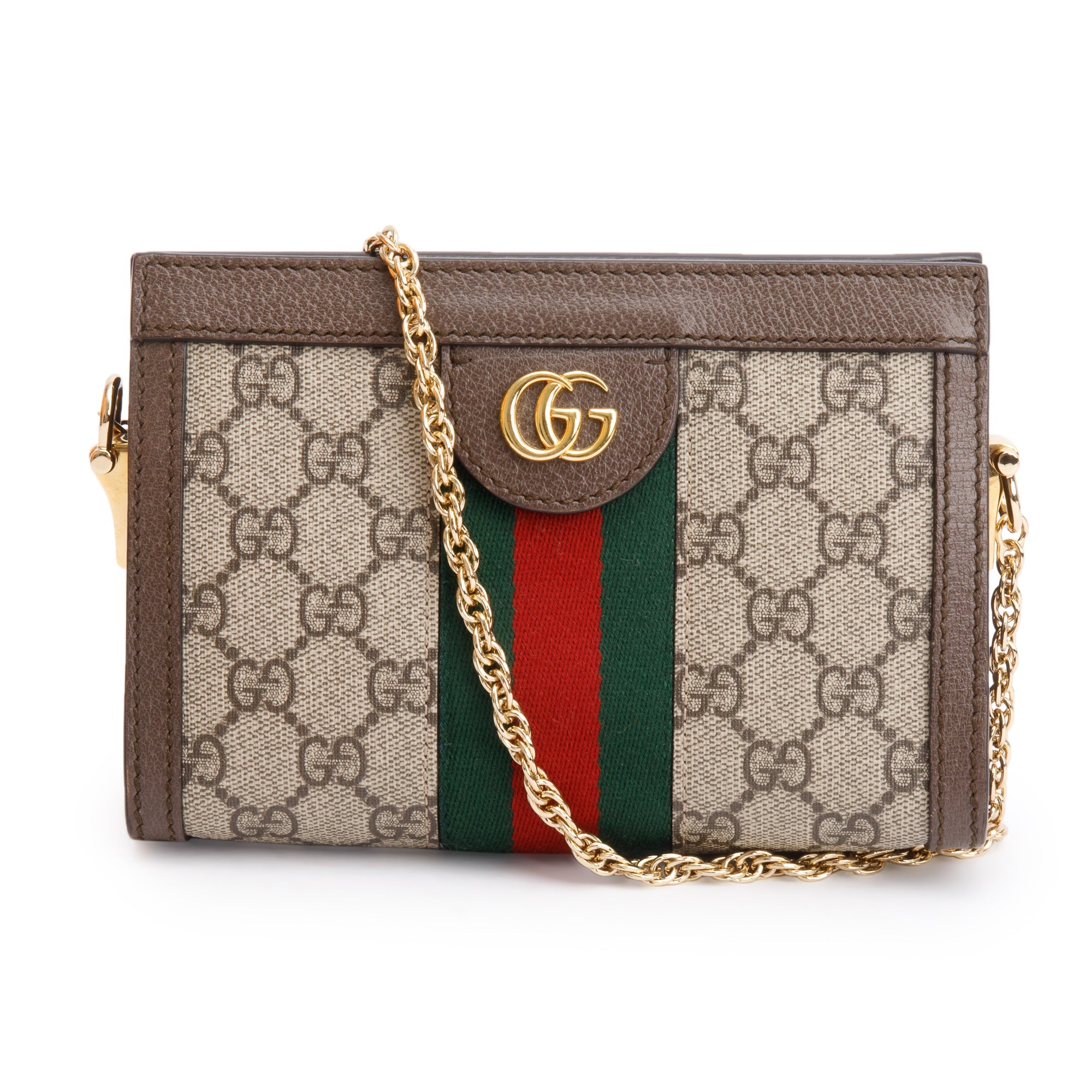 Gucci GG Supreme Ophidia Web Mini Chain Shoulder Bag w/ Box & Receipt
