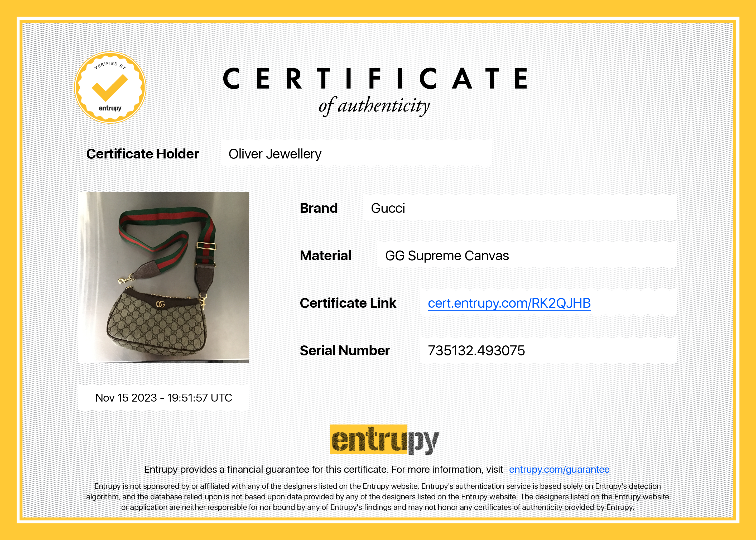 Gucci GG Supreme Small Ophidia Handbag w/ Box