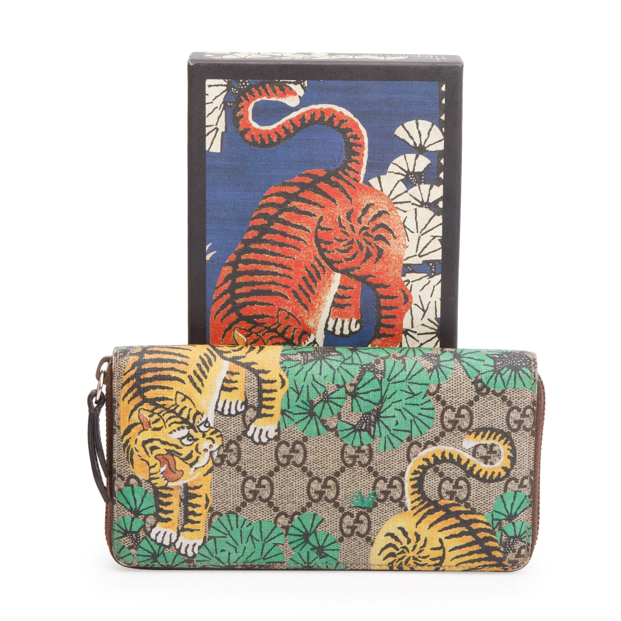 Gucci GG Supreme Tiger Cub Zip Around Wallet w/ Box