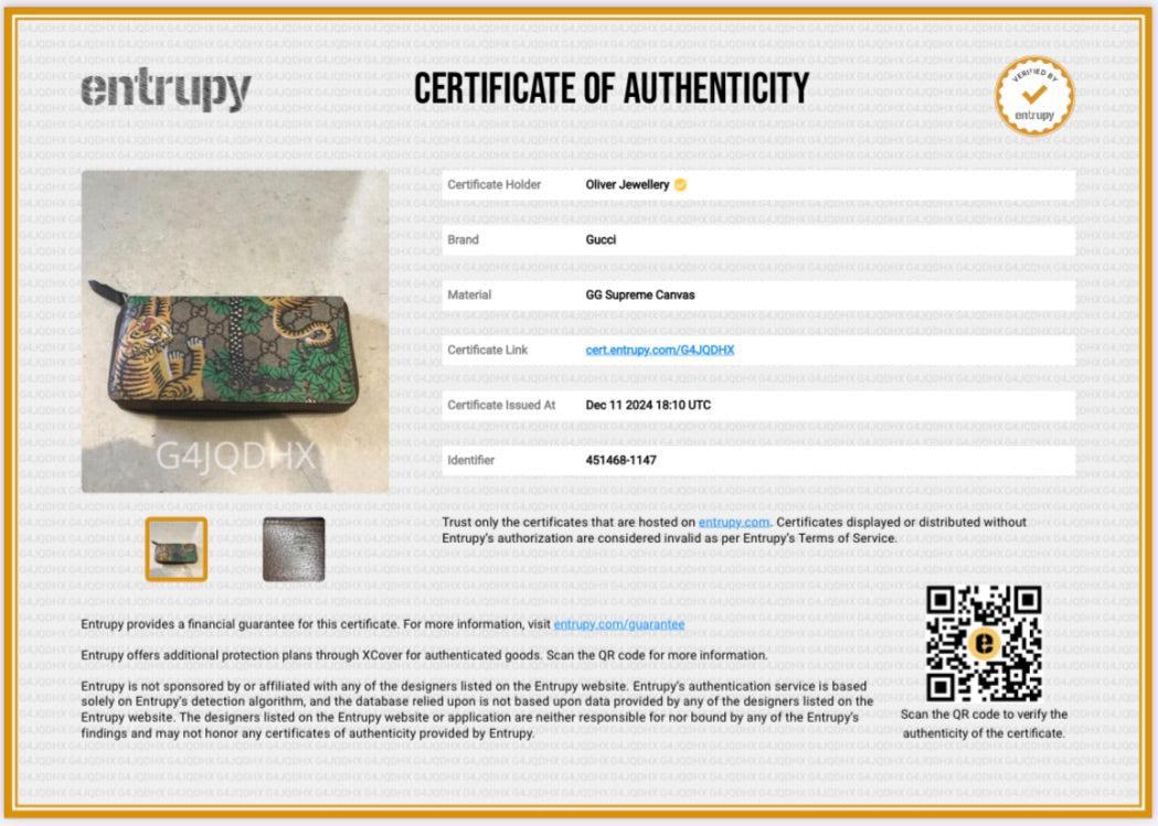 Gucci GG Supreme Tiger Cub Zip Around Wallet w/ Box