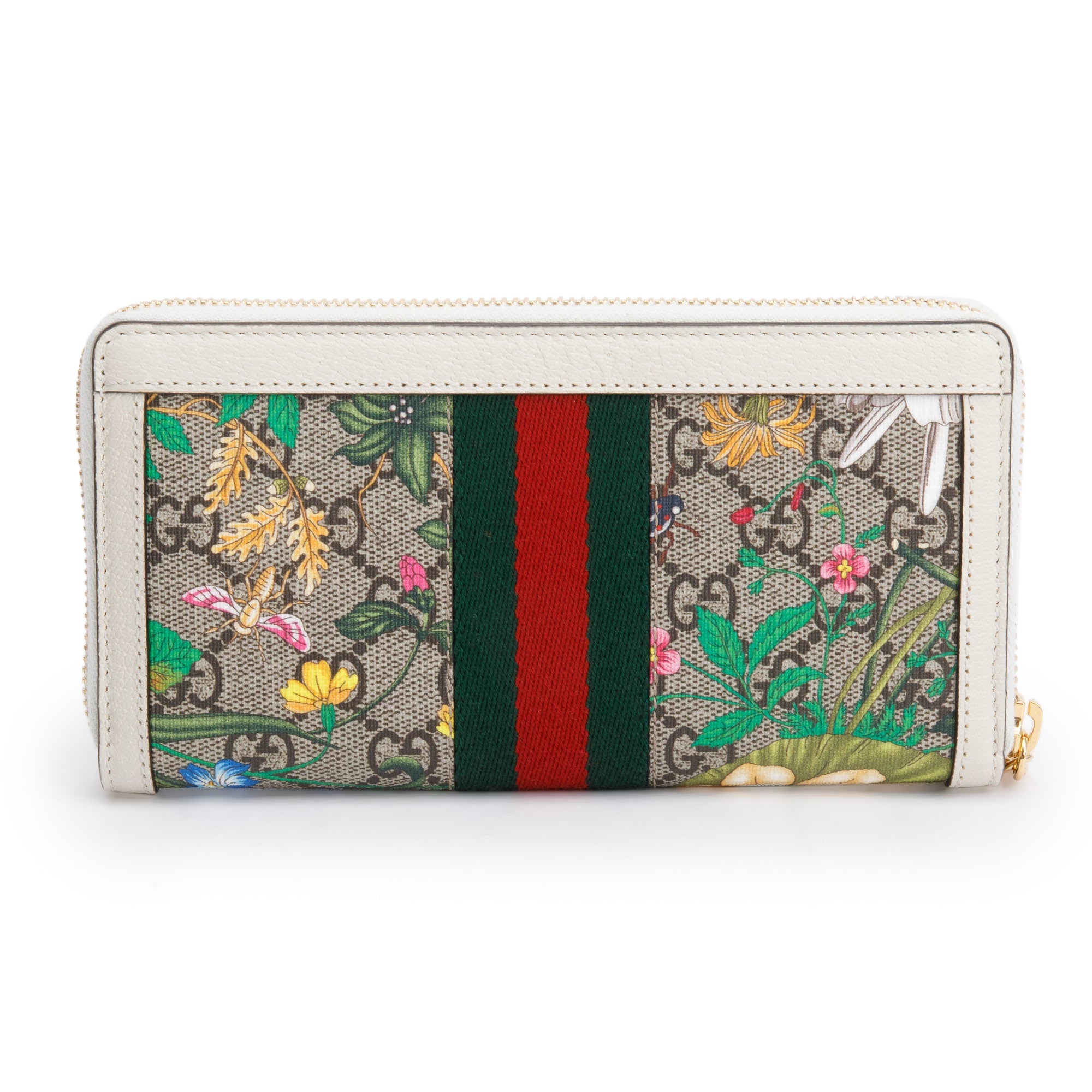 Gucci GG Supreme Web Blooms Ophidia GG Zip Around wallet w/ Box