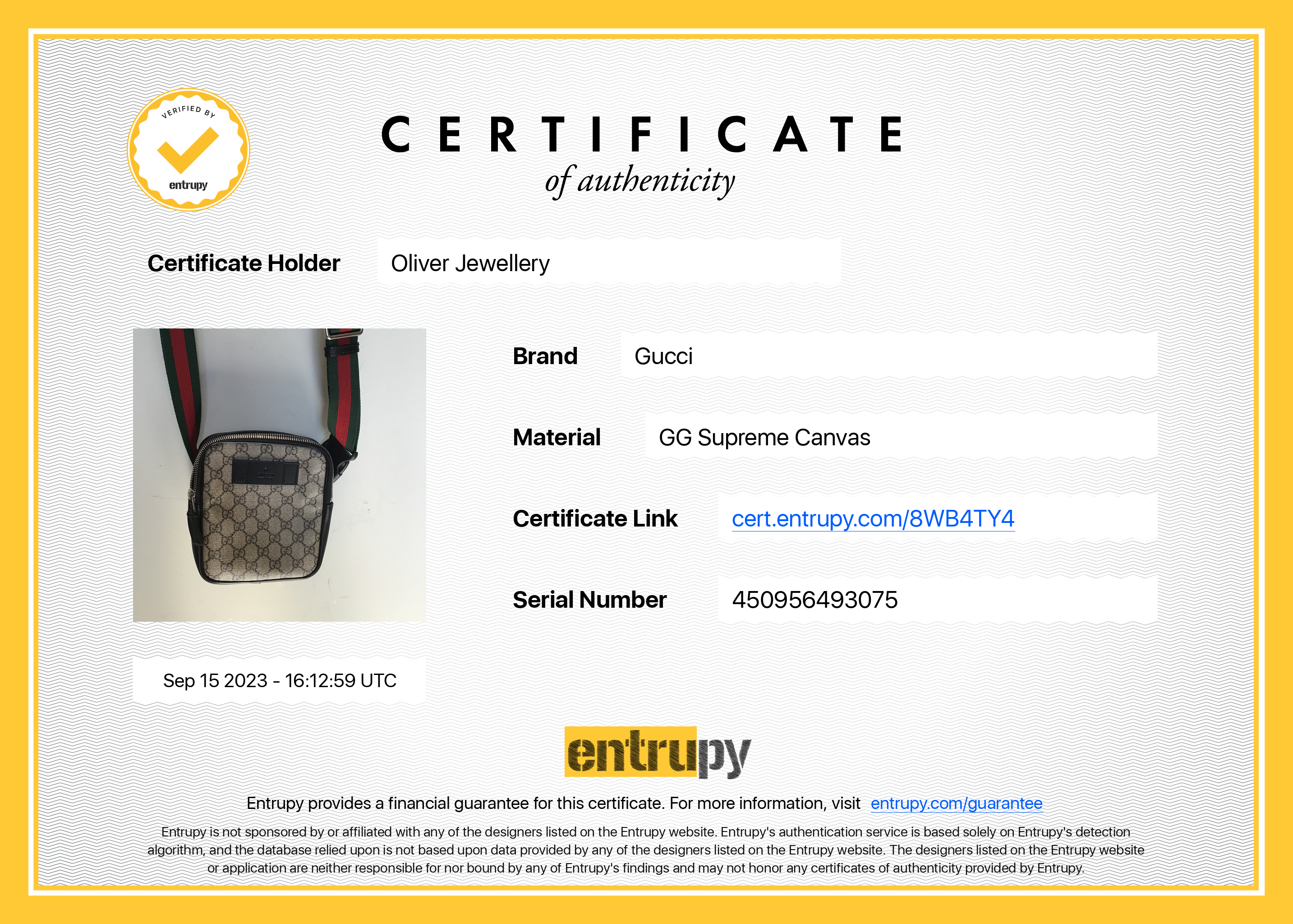 Gucci GG Supreme Web Double Belt Bag