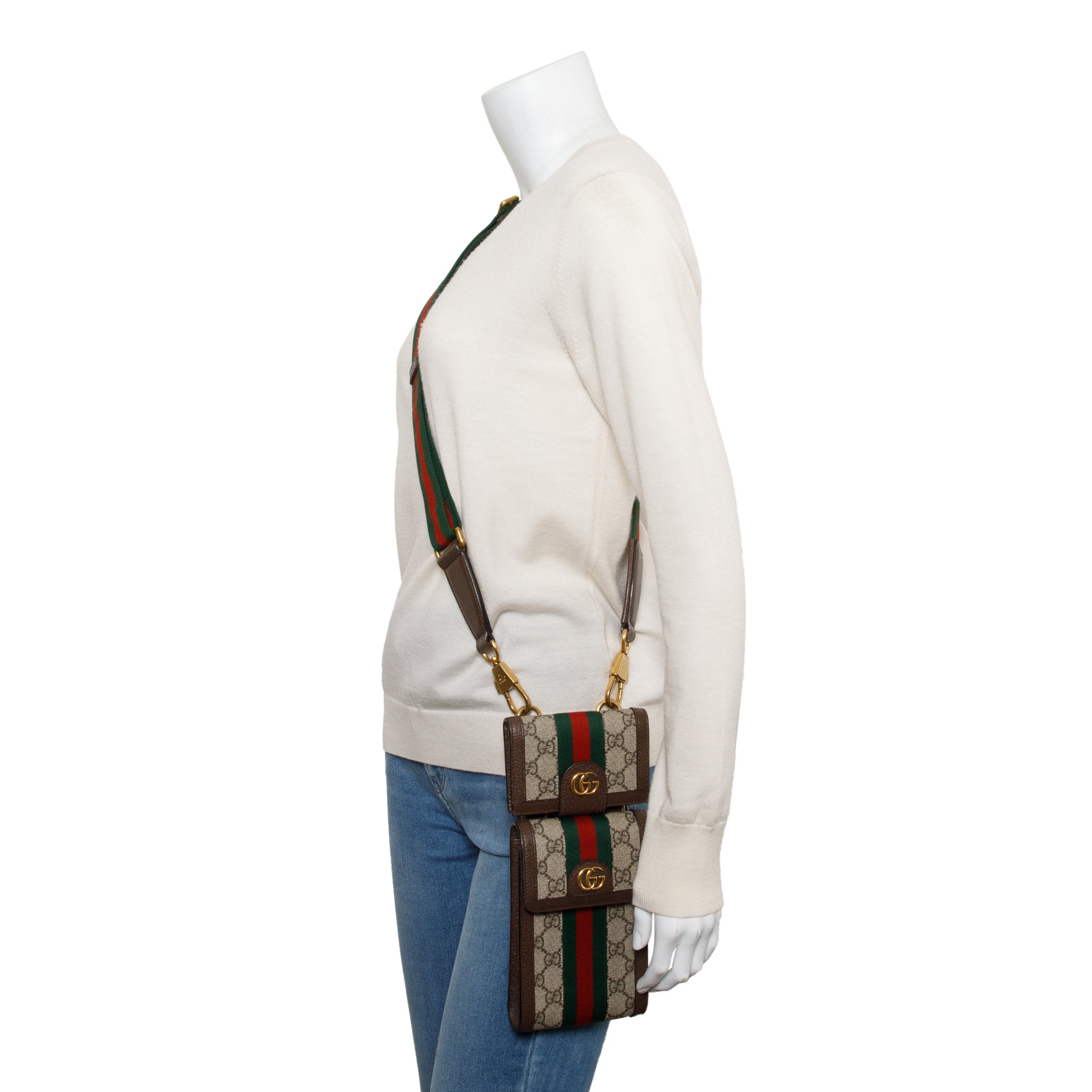 Gucci GG Supreme Web Multi Pouch Mini Ophidia Crossbody Bag