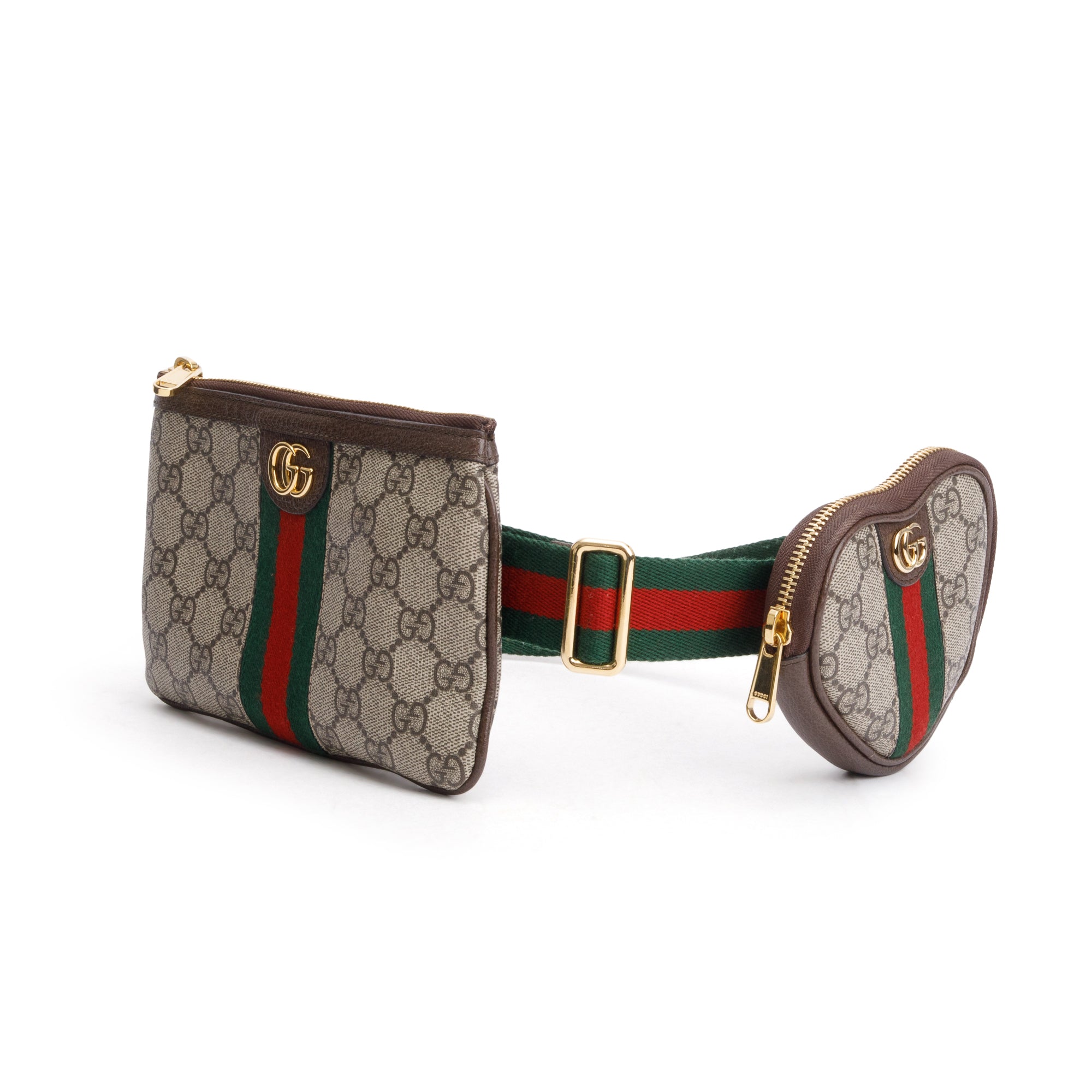 Gucci GG Supreme Web Ophidia Heart Utility Belt Bag w/ Box