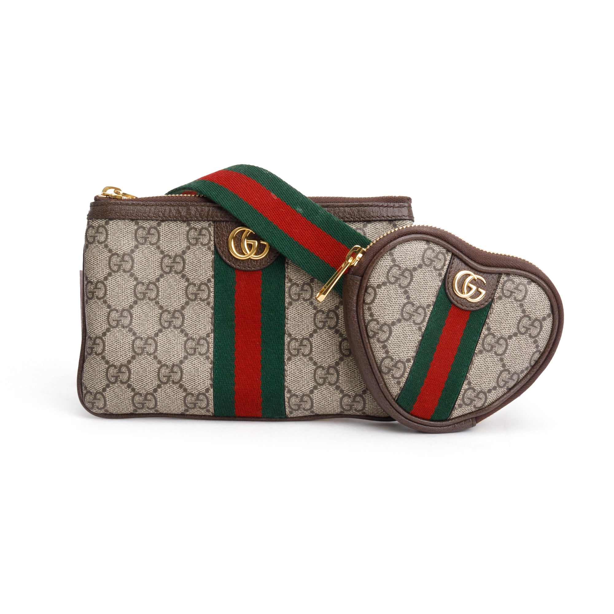 Gucci GG Supreme Web Ophidia Heart Utility Belt Bag w/ Box