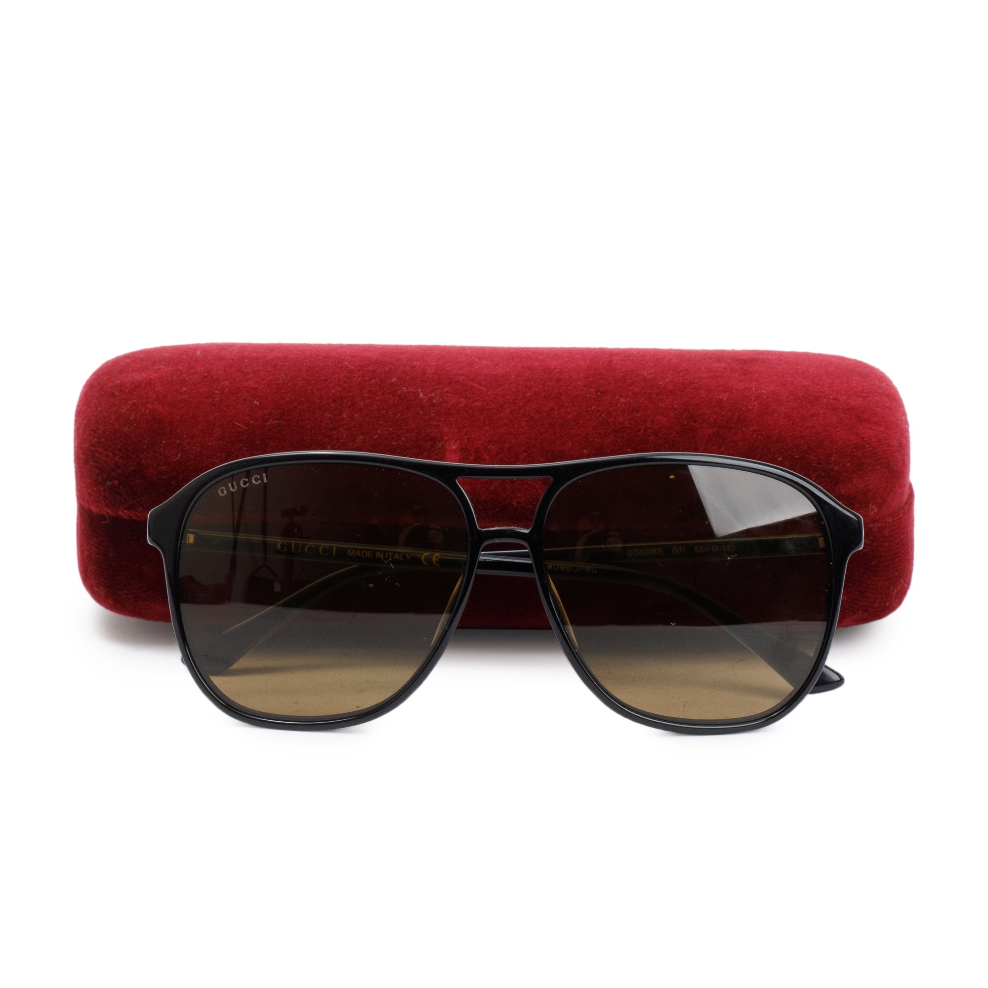 Gucci GG0016S Black Acetate Aviator Sunglasses w/ Case