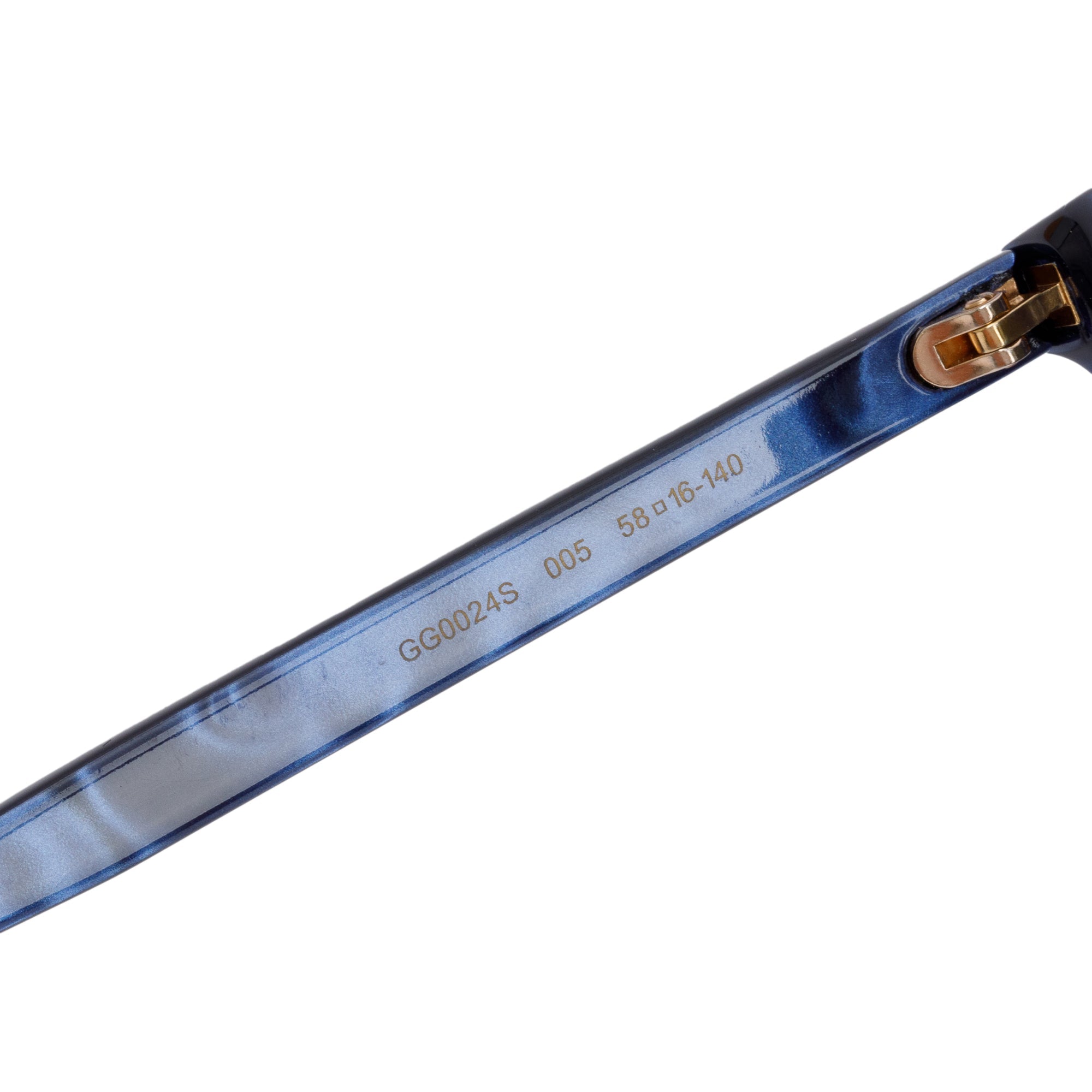 Gucci GG0024S Blue Acetate Interlocking G & Bee Accent Wayfarer Sunglasses w/ Pouch