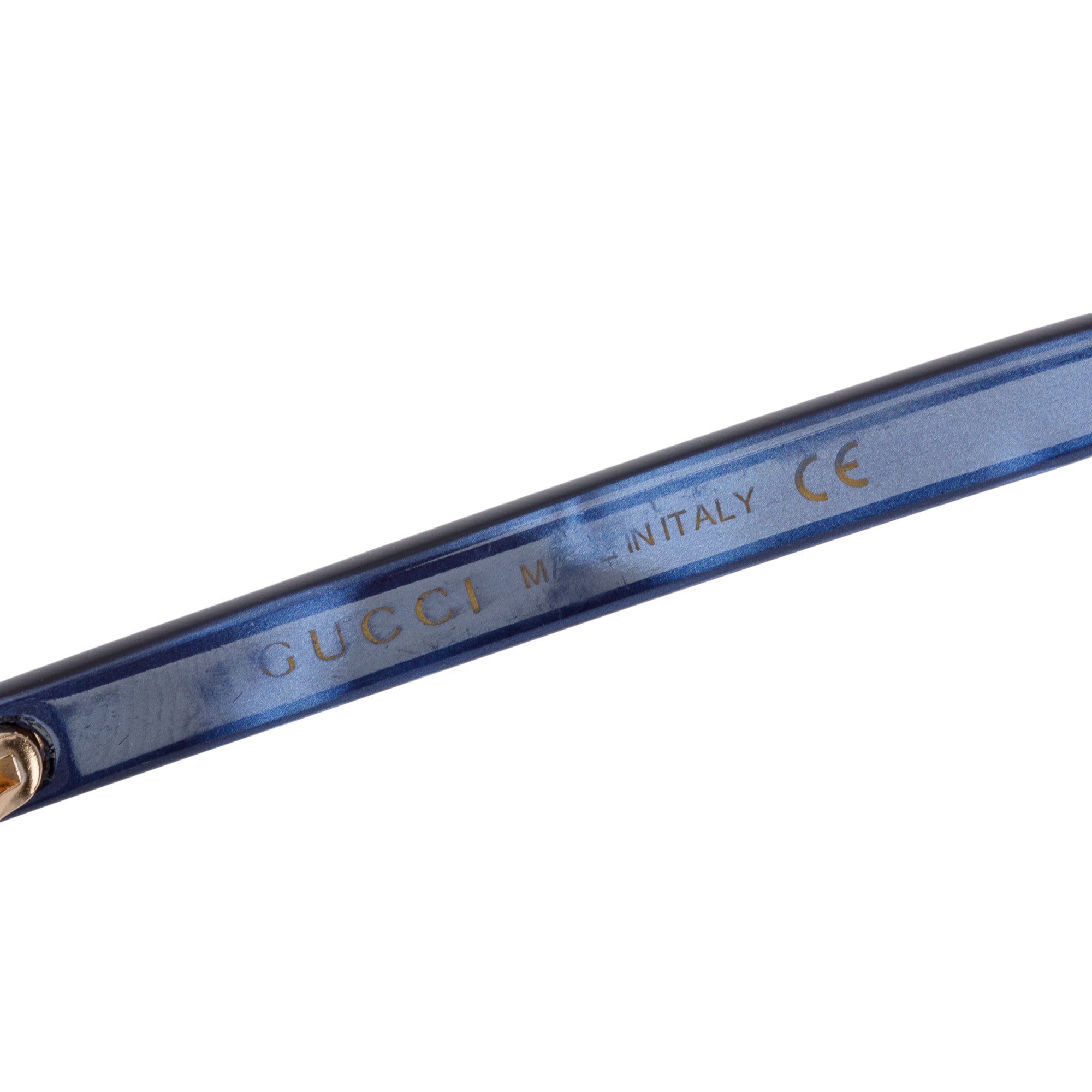 Gucci GG0024S Blue Acetate Interlocking G & Bee Accent Wayfarer Sunglasses w/ Pouch