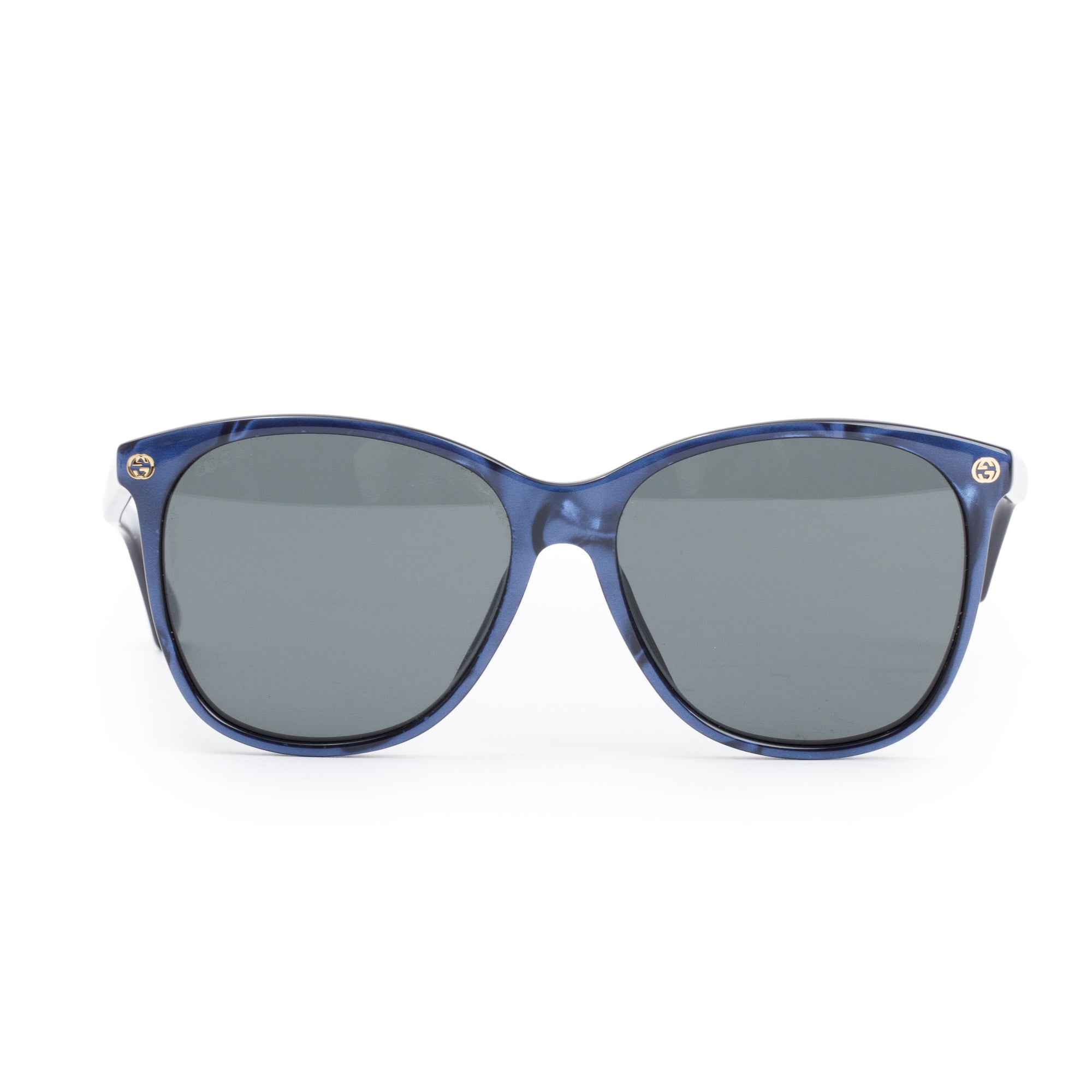 Gucci GG0024S Blue Acetate Interlocking G & Bee Accent Wayfarer Sunglasses w/ Pouch