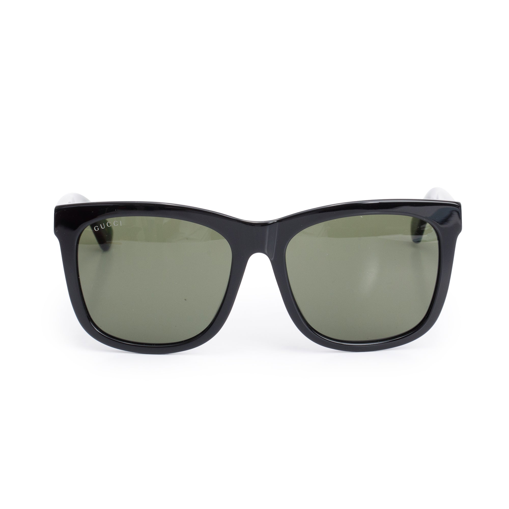 Gucci GG0057SKN Black Green, Red Web Acetate Square Sunglasses w/ Case