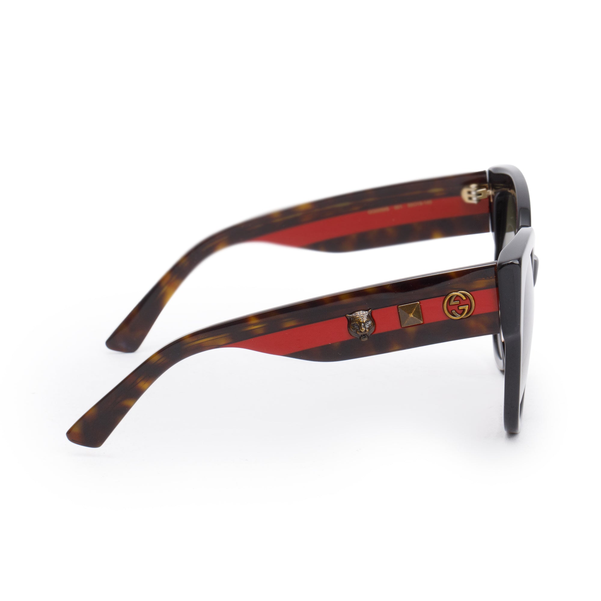 Gucci GG0059S Black/Red Web Acetate Oversized Sunglasses w/ Case