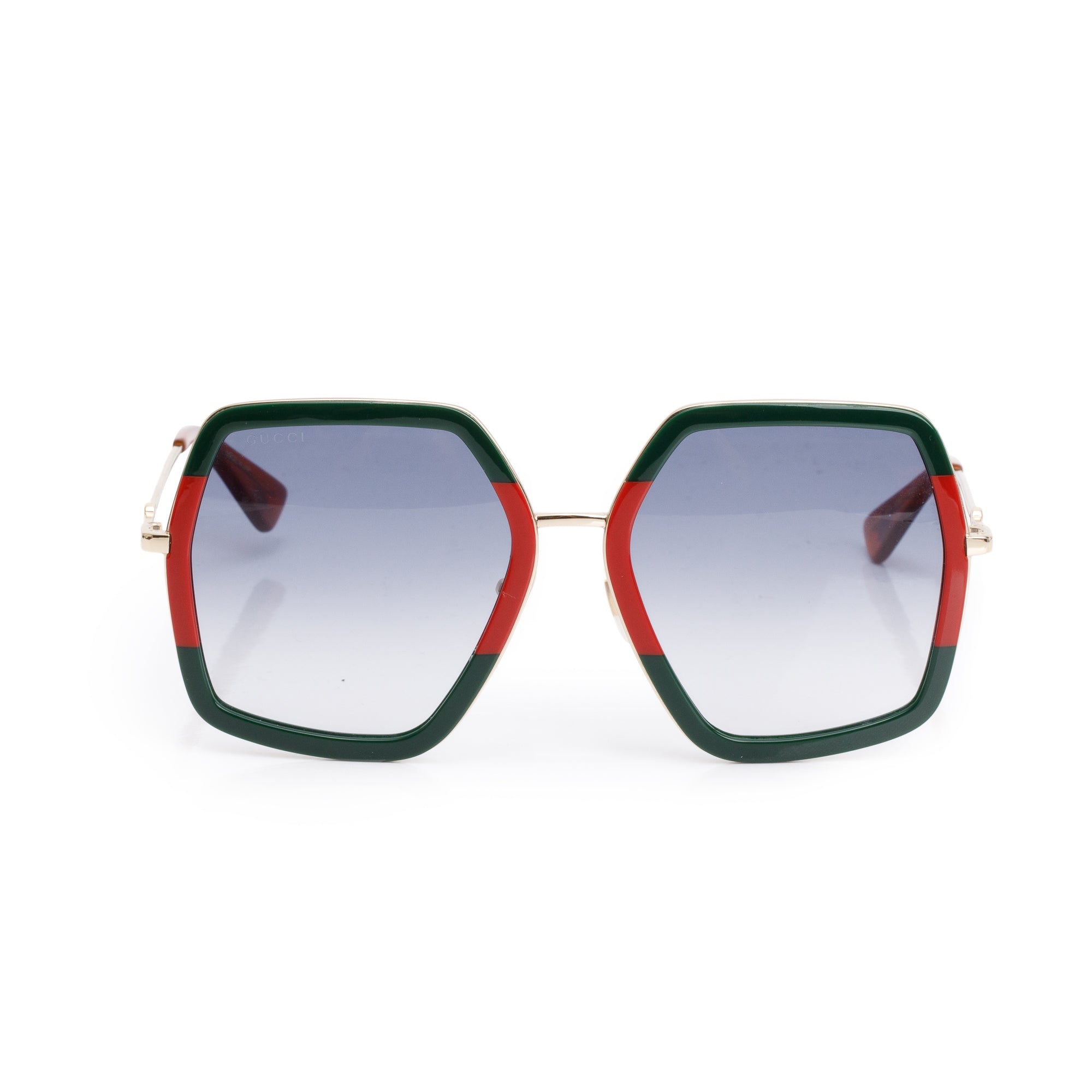 Gucci GG0106S Green, Red Web Acetate Interlocking G Oversized Sunglasses w/ Case