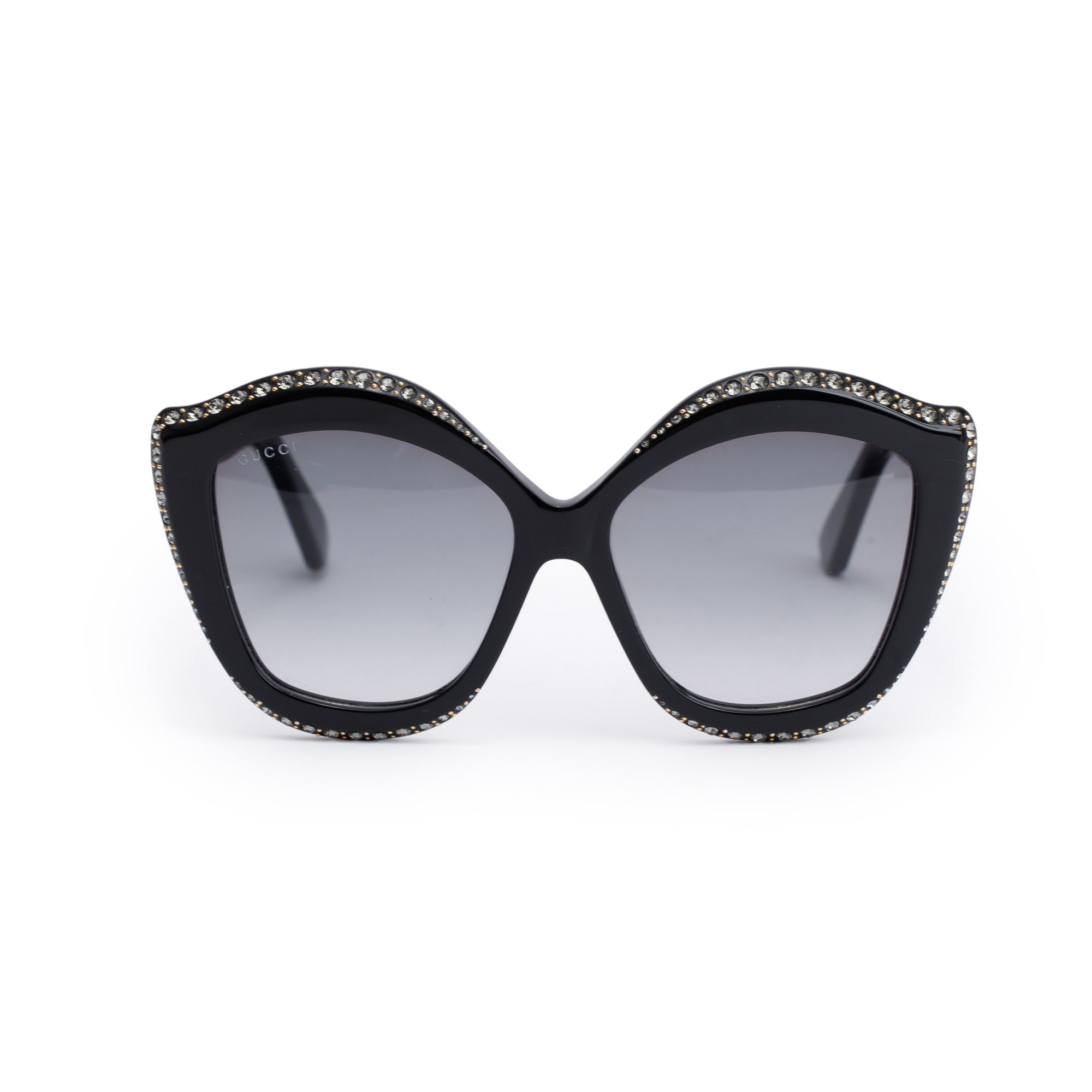 Gucci GG0118S Black Acetate Crystal Oversized Cat-Eye Sunglasses w/ Case