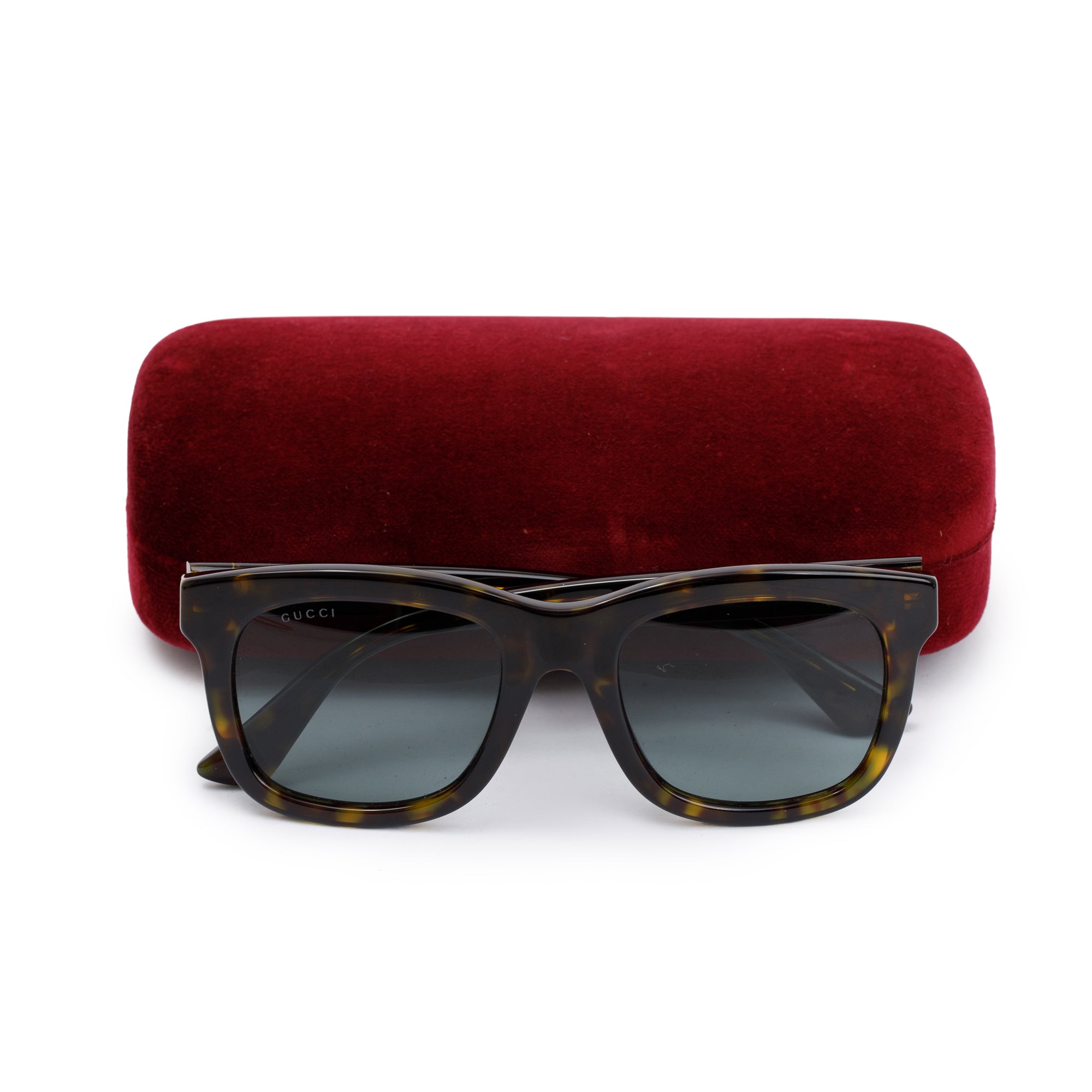 Gucci GG0326S Havana Acetate Square Frame Sunglasses w/ Case