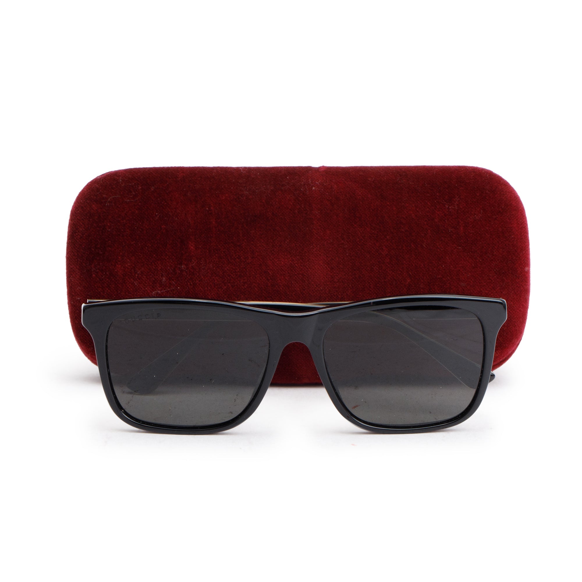 Gucci GG0381SN Black Acetate Web Square Sunglasses w/ Case