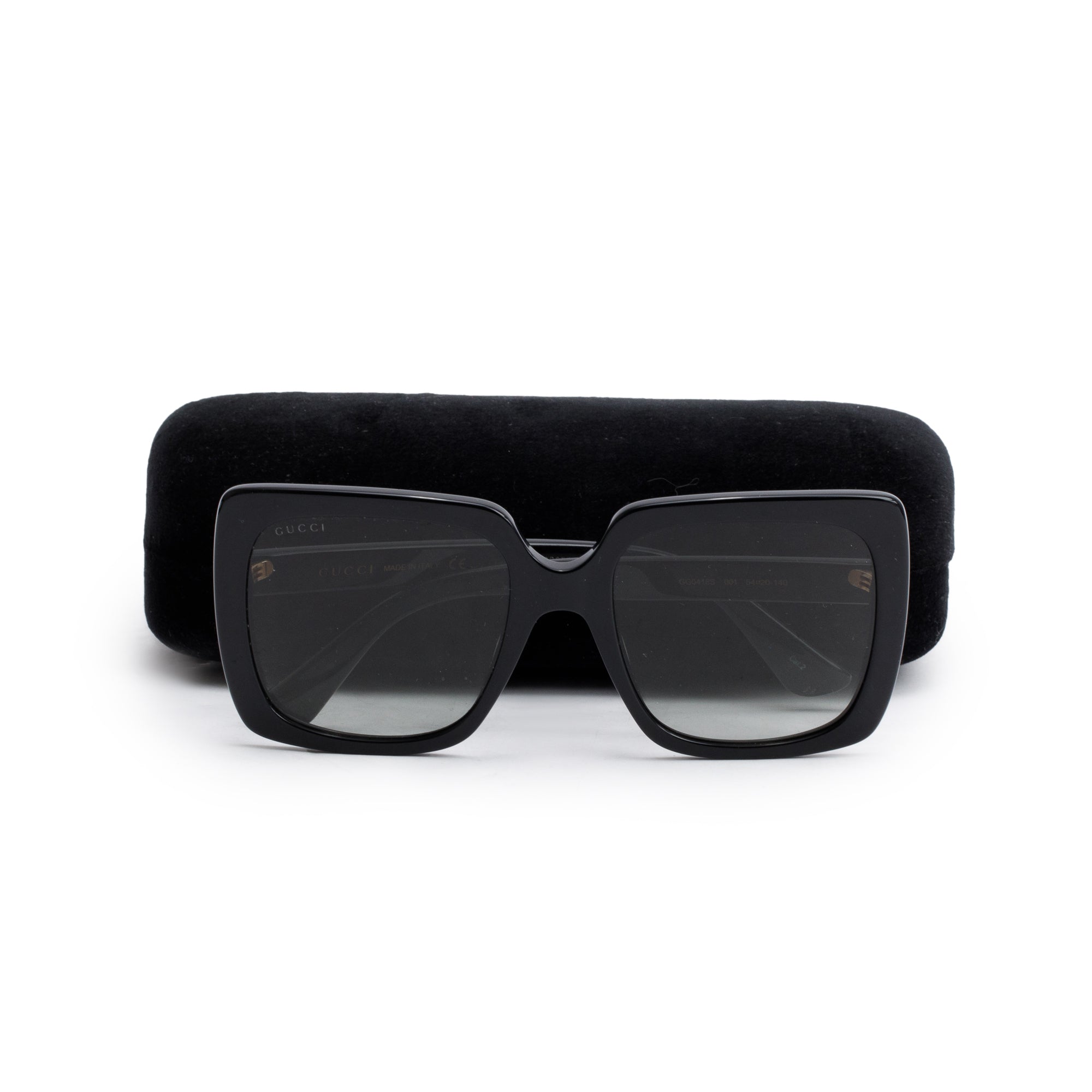 Gucci GG0418S Black Acetate Crystal Logo Oversized Square Sunglasses w/ Case