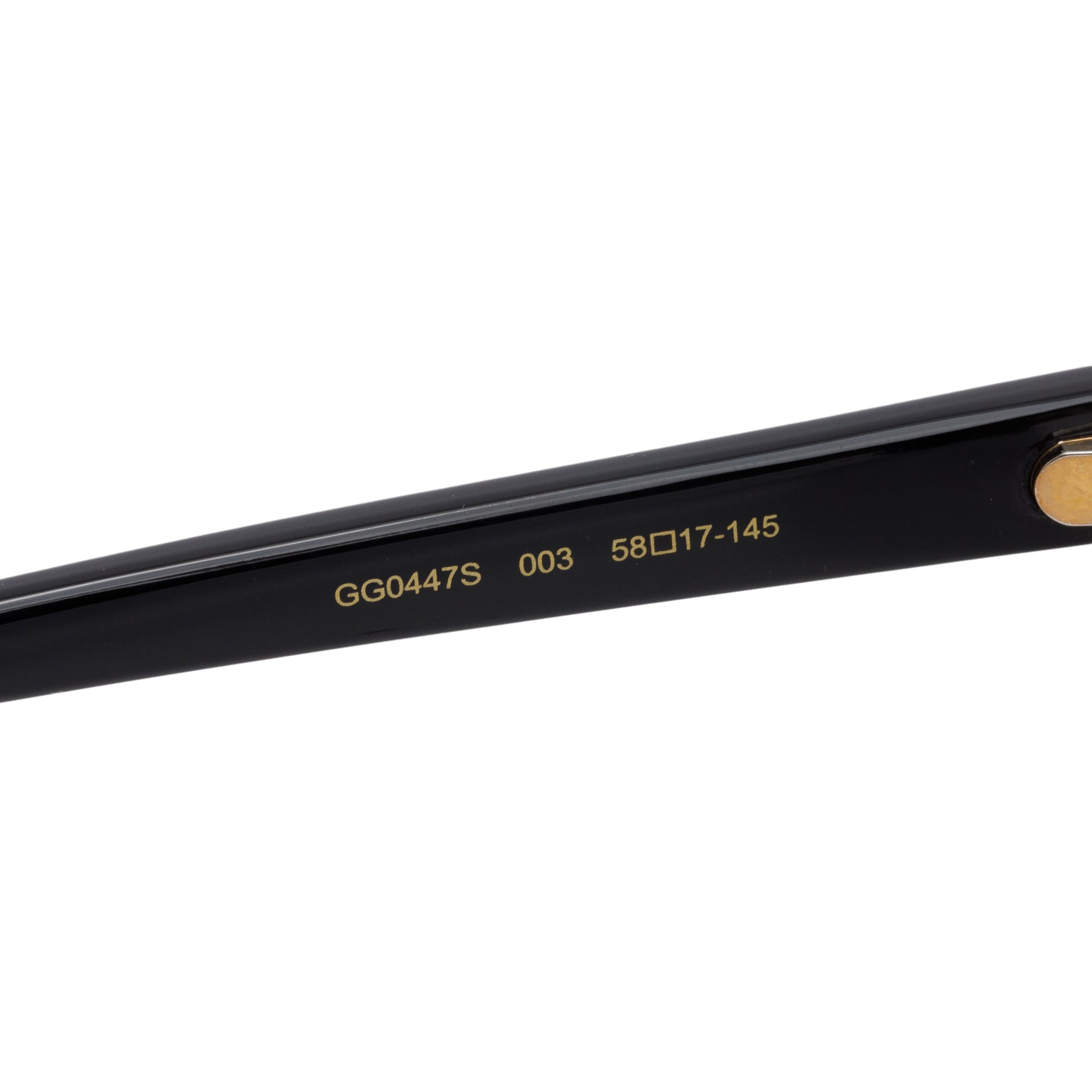 Gucci GG0447S Black Acetate Gold-Tone Metal Web Aviator Sunglasses w/ Case