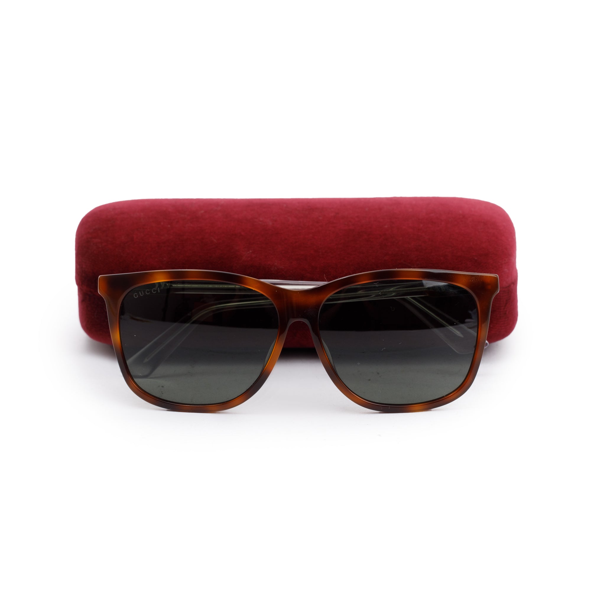 Gucci GG0495SA Brown Acetate Square Frame Sunglasses w/ Case