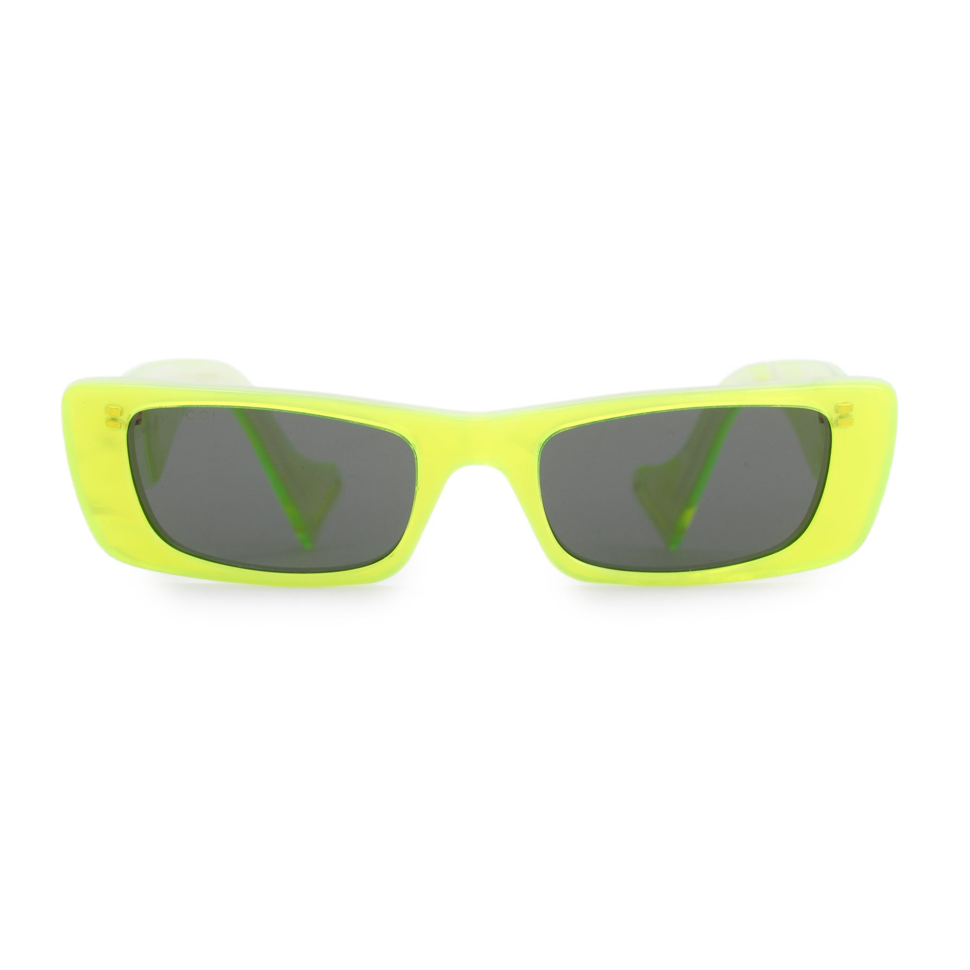 Gucci GG0516S Fluorescent Yellow Acetate Rectangular Sunglasses w/ Case