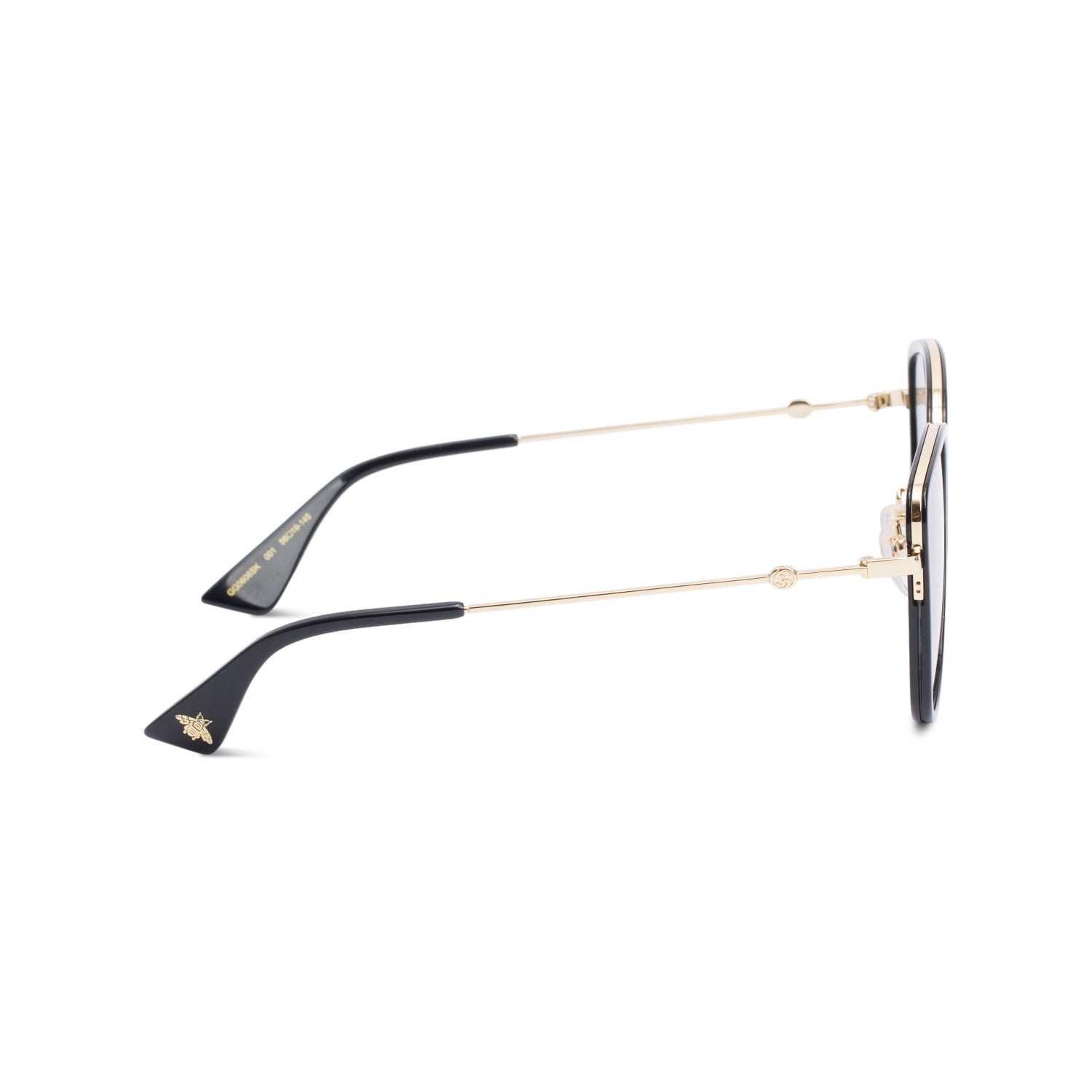 Gucci GG0606SK Gold Tone Black Acetate Cat-Eye Sunglasses w/ Case