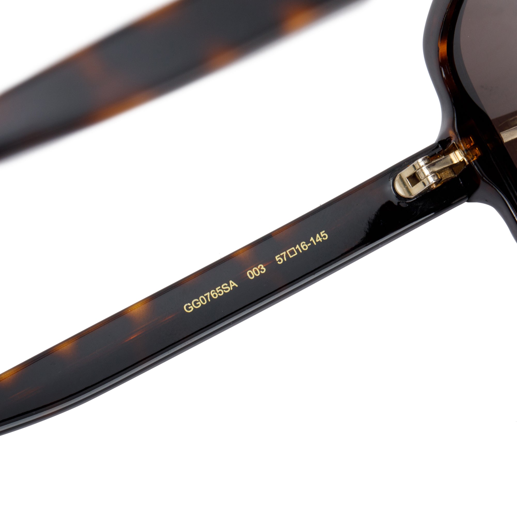 Gucci GG0765SA Havana Acetate Double G Logo Square Sunglasses w/ Case