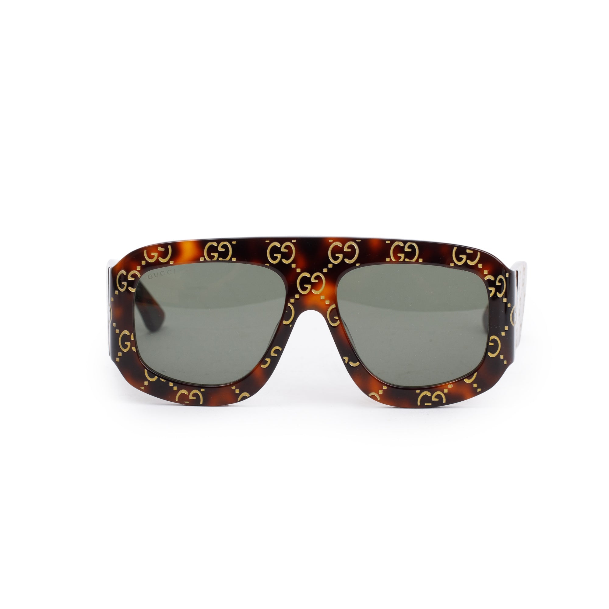 Gucci GG0980S Brown GG Engraved Acetate Oversize Sunglasses w/ Case