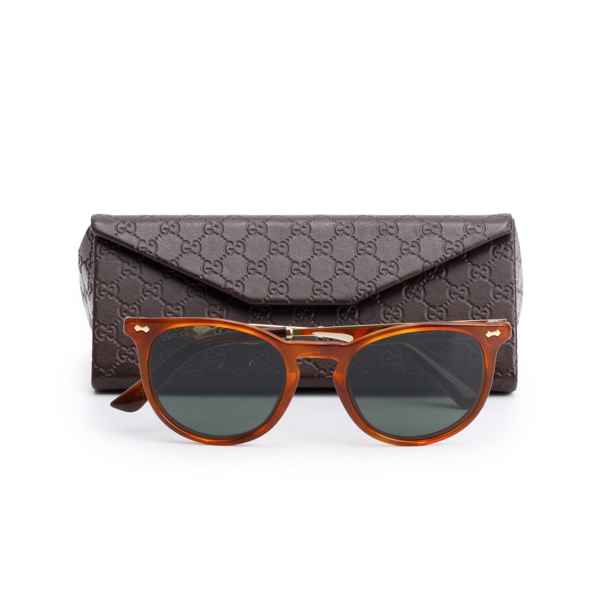 Gucci GG1127/S Brown Acetate Round Frame Sunglasses w/ Case