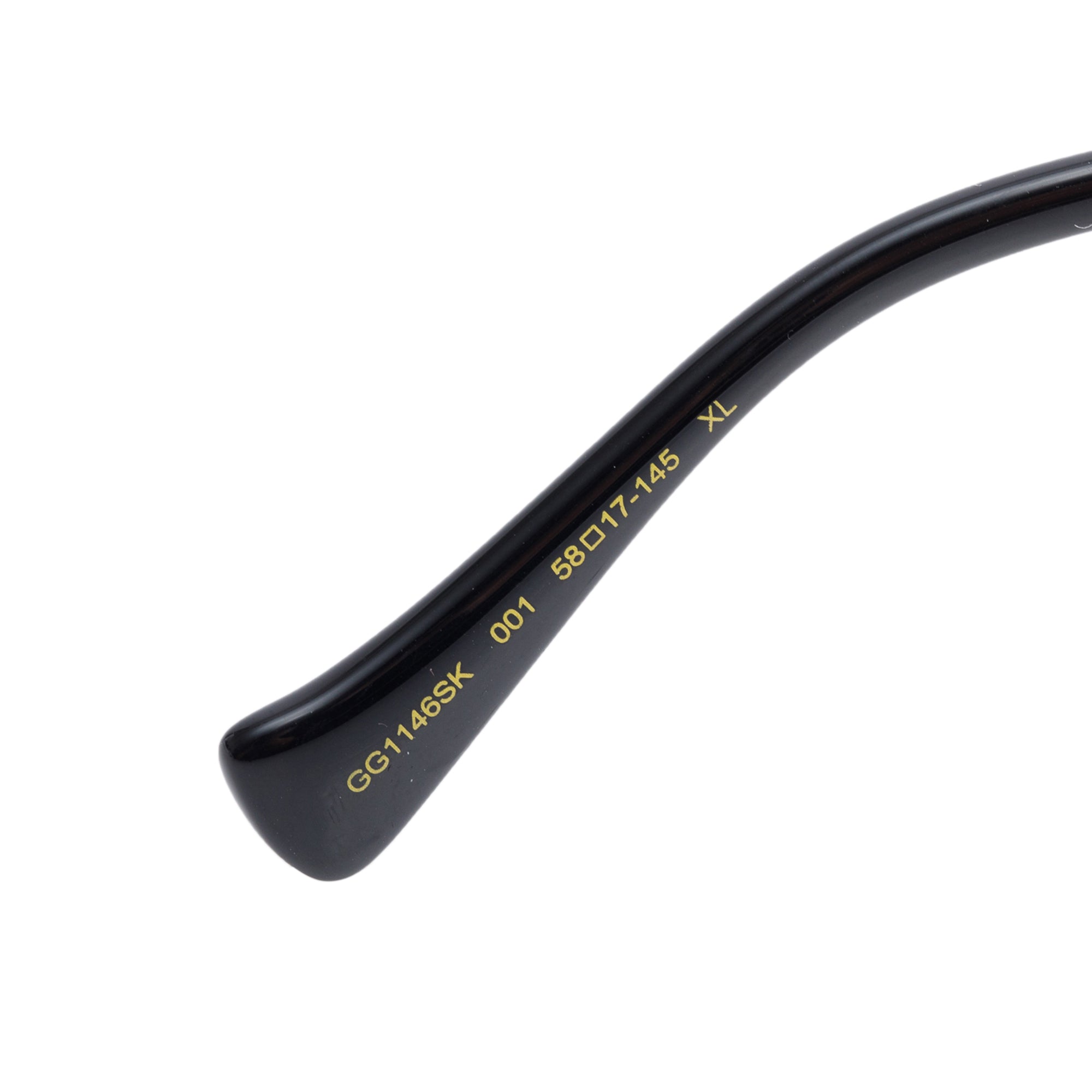 Gucci GG1146SK Gold Tone Black Acetate Square GG Sunglasses