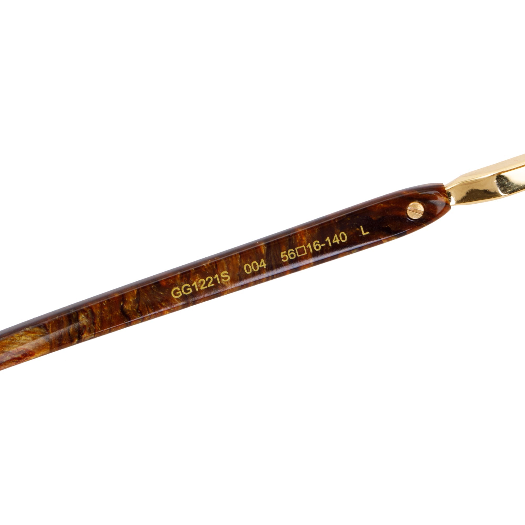 Gucci GG1221S Gold-Tone Red Frame Rectangular Sunglasses w/ Case