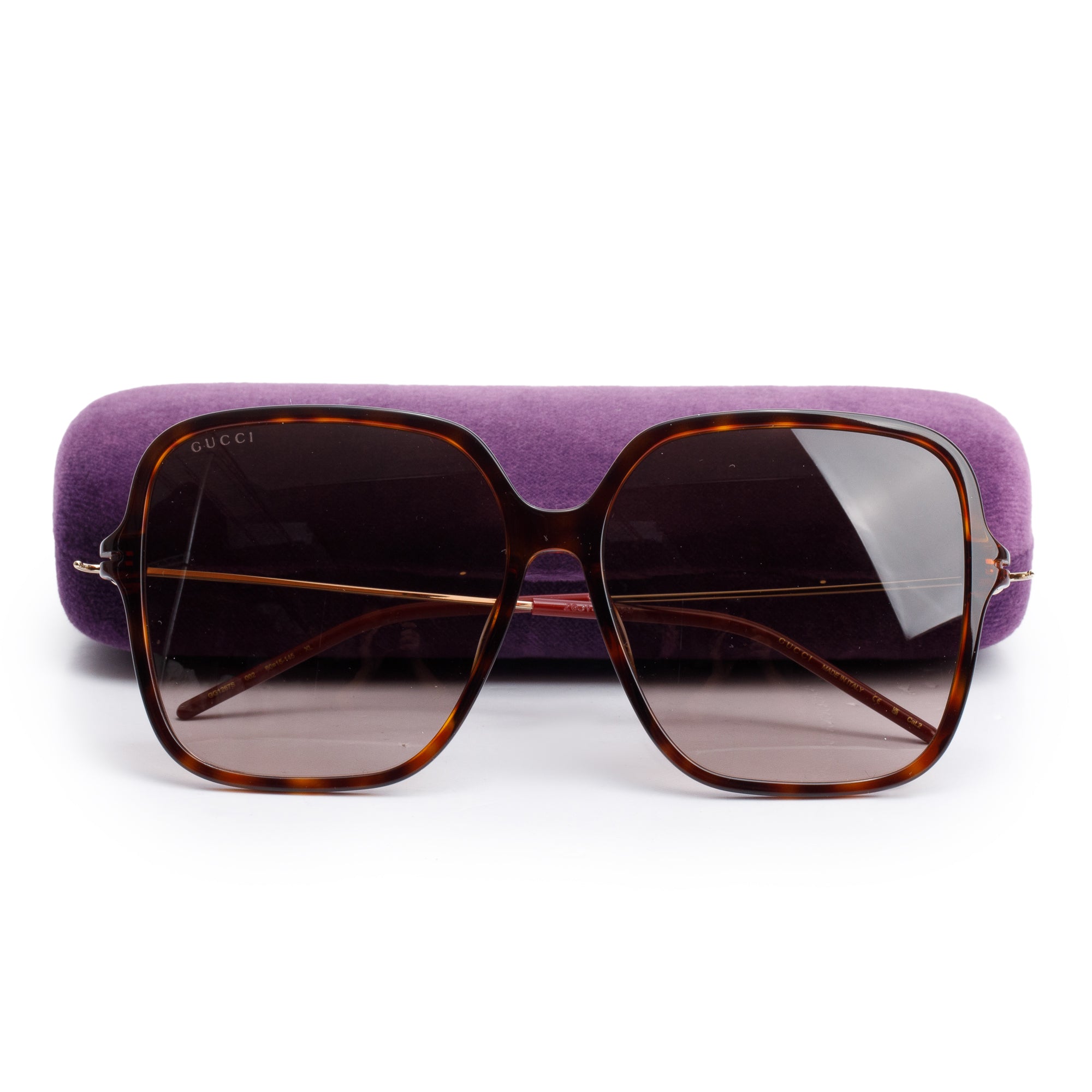 Gucci GG1267/S Brown Havana Acetate GG Oversize Square Sunglasses w/ Case