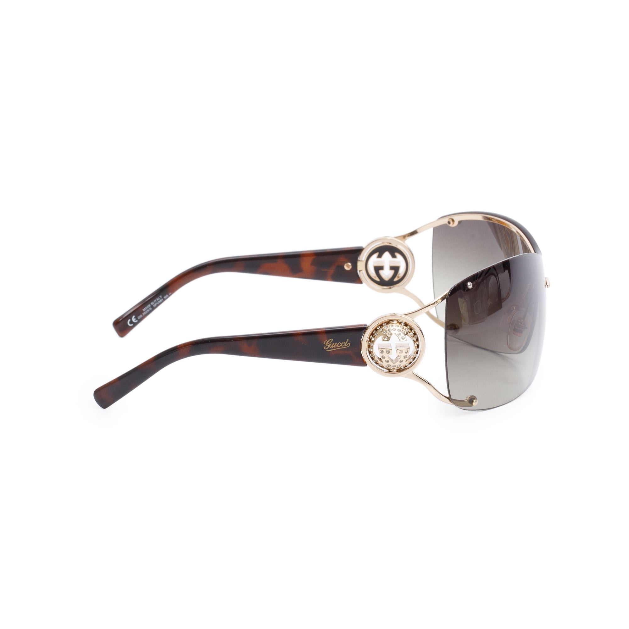 Gucci GG2829/S S Brown Havana Acetate Crystal GG Shield Sunglasses