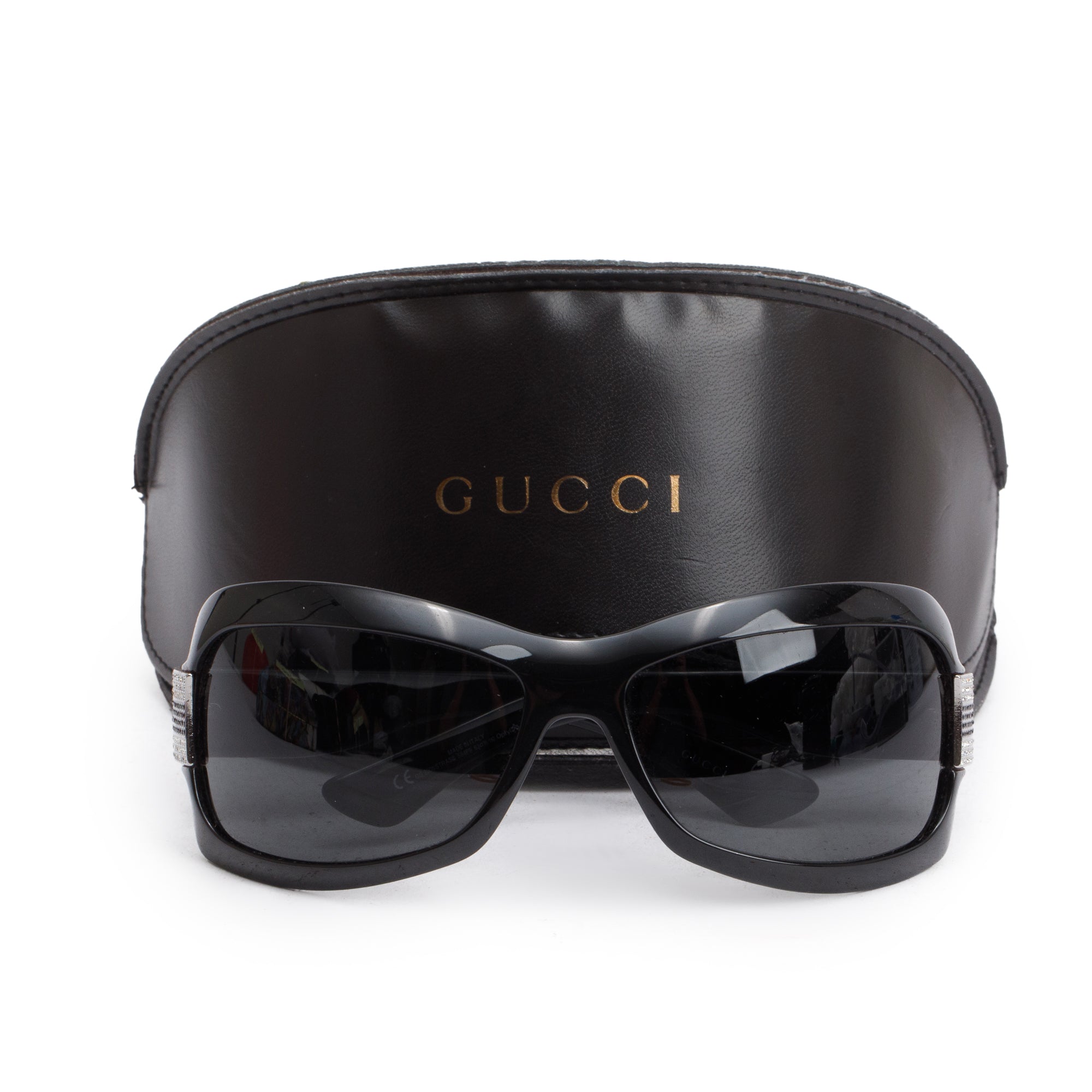 Gucci GG2901/Strass Web Black Acetate Shield Sunglasses w/ Case