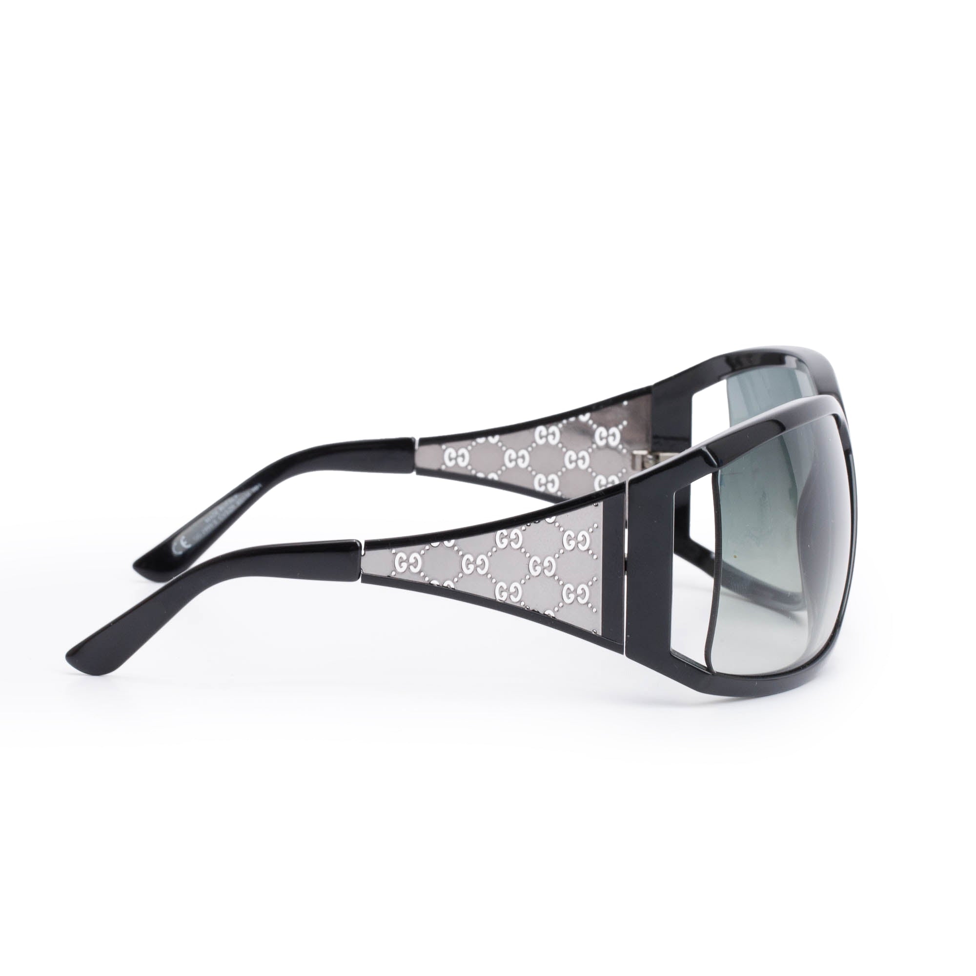Gucci GG2999/S Black Acetate Cut-Out GG Shield Sunglasses w/ Case