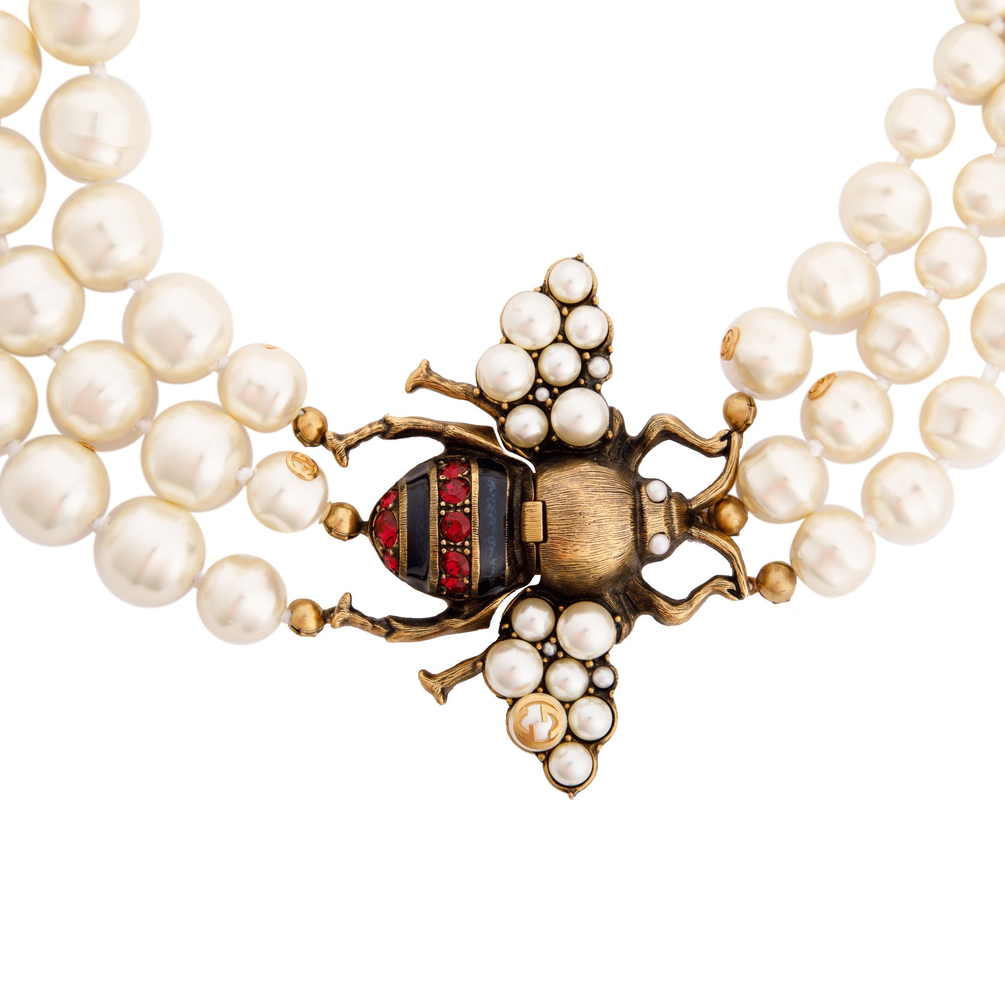 Gucci Glass Pearl Bee Necklace w/ Box