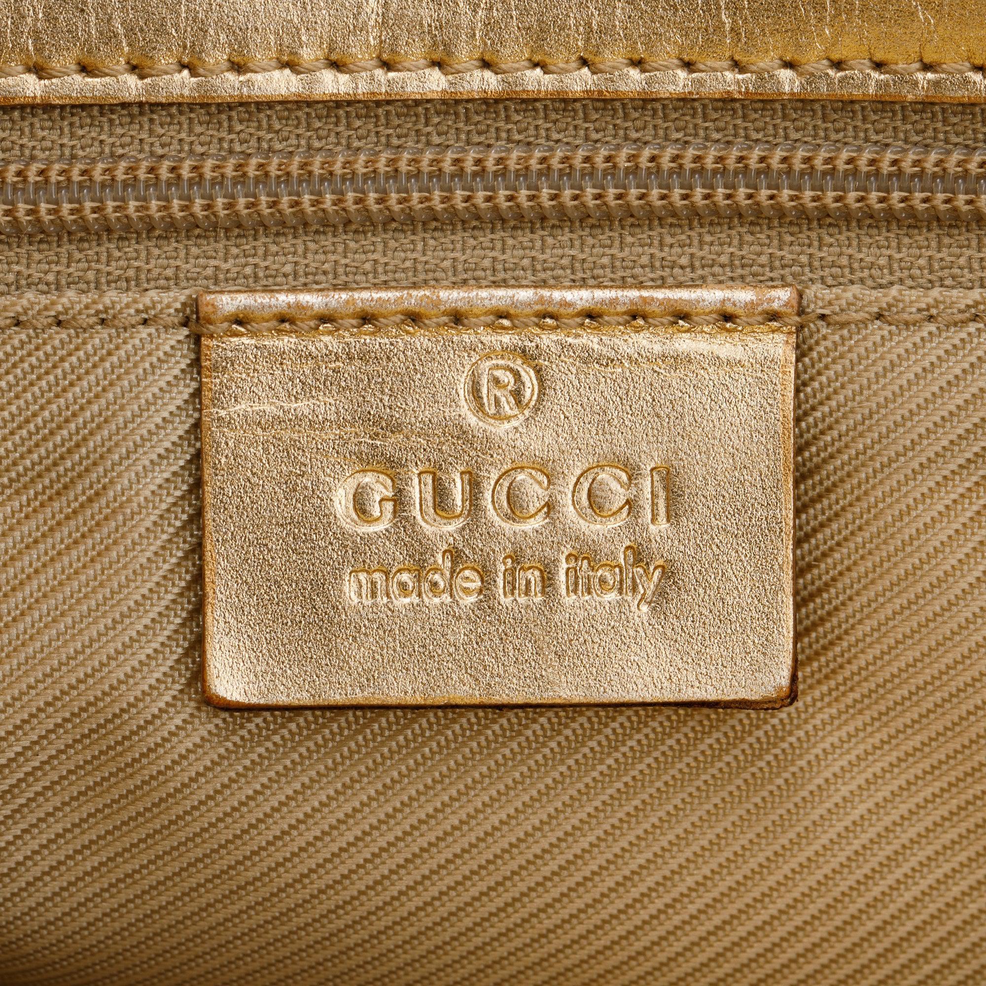 Gucci Gold GG Canvas Small Bucket Tote