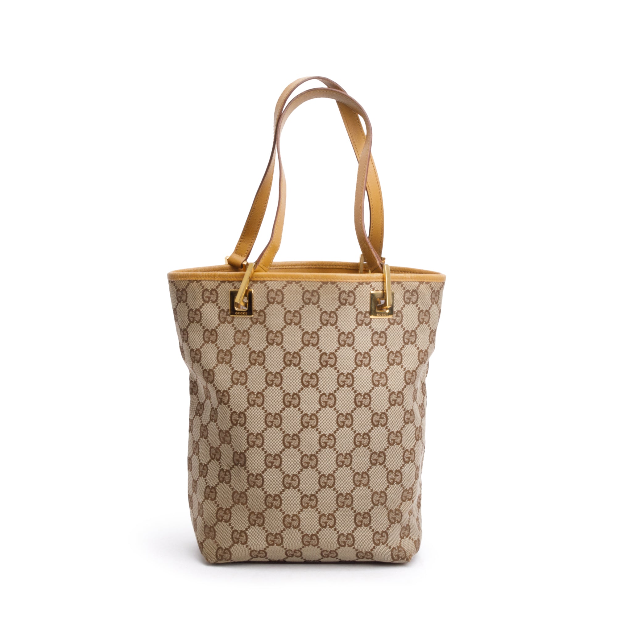 Gucci Gold GG Canvas Small Bucket Tote