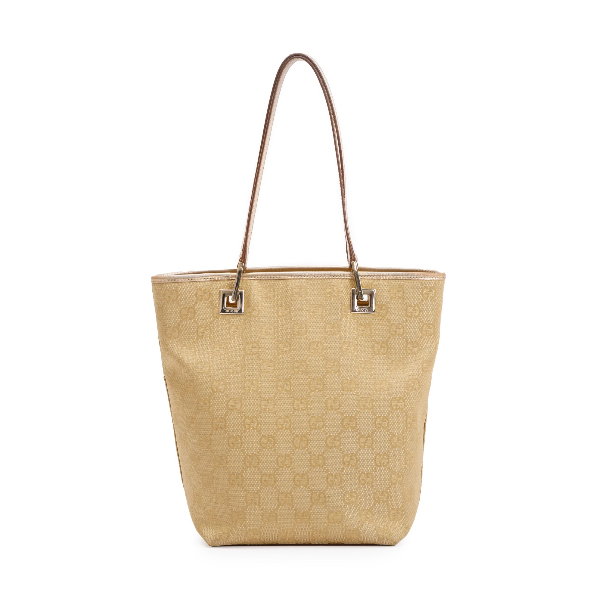 Gucci Gold GG Canvas Small Bucket Tote