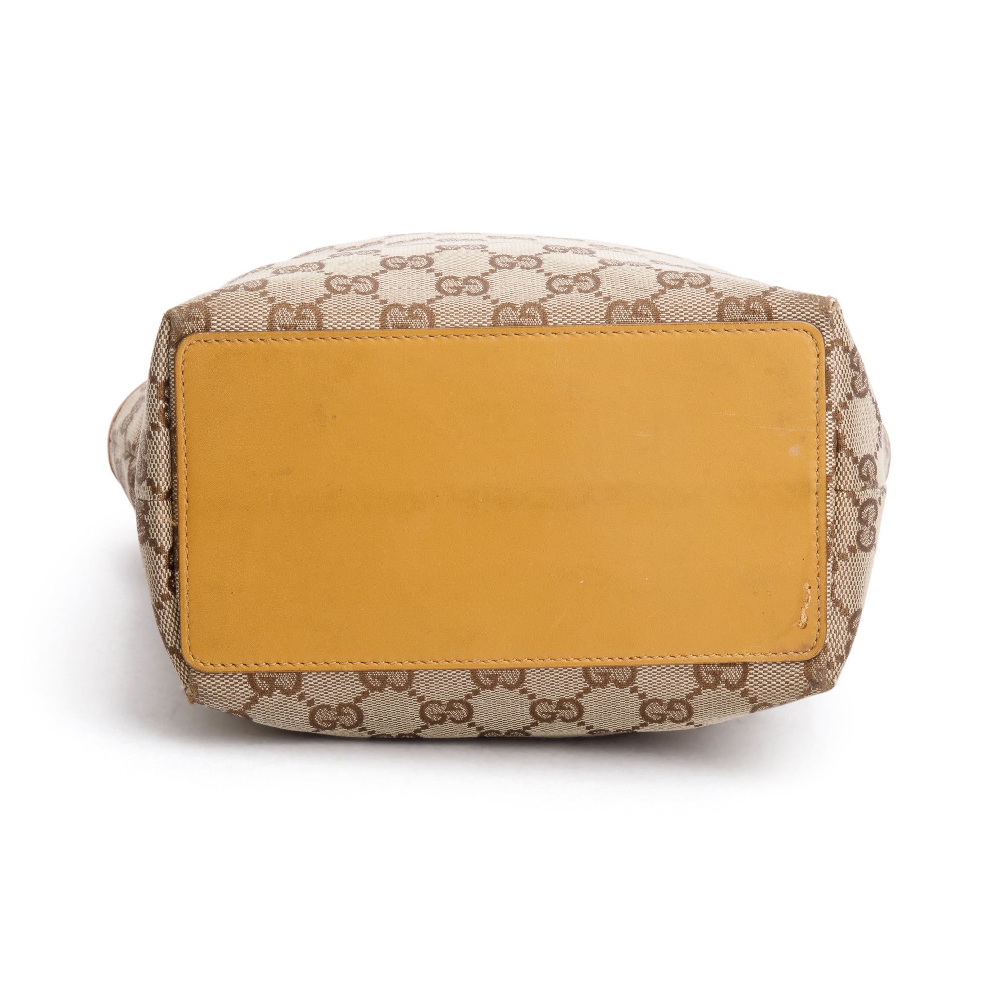 Gucci Gold GG Canvas Small Bucket Tote