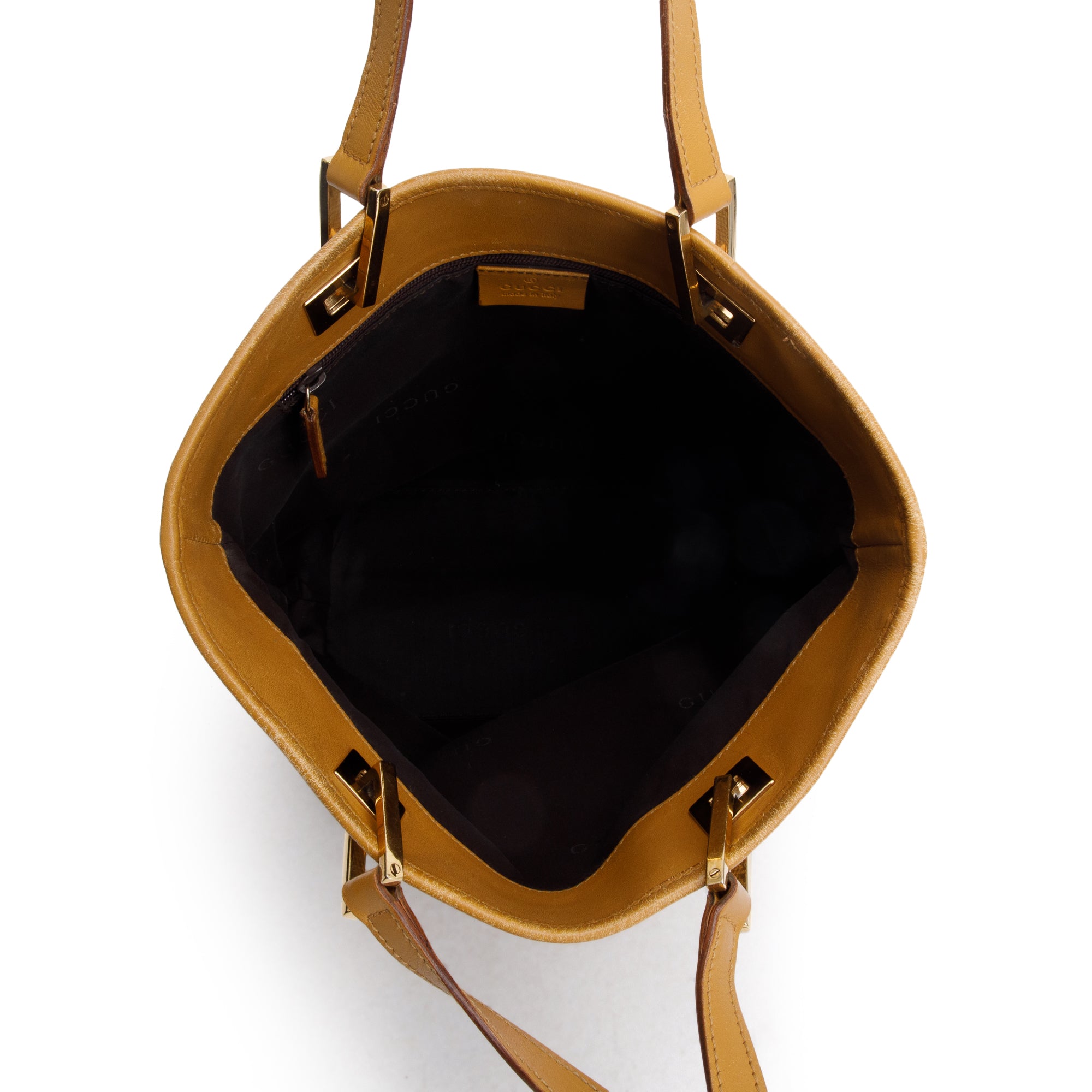 Gucci Gold GG Canvas Small Bucket Tote