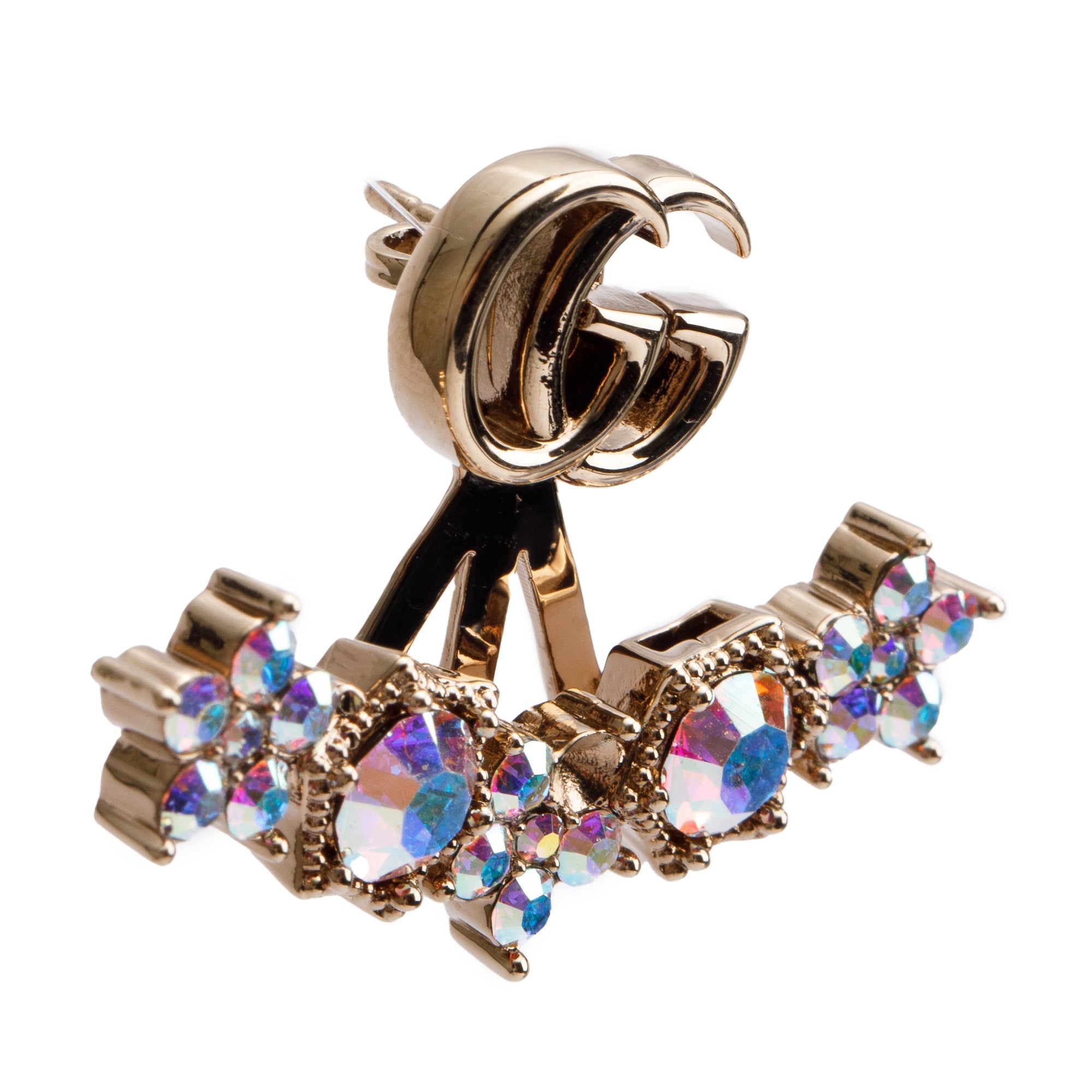 Gucci Gold Plated Crystal Double G Single Earring