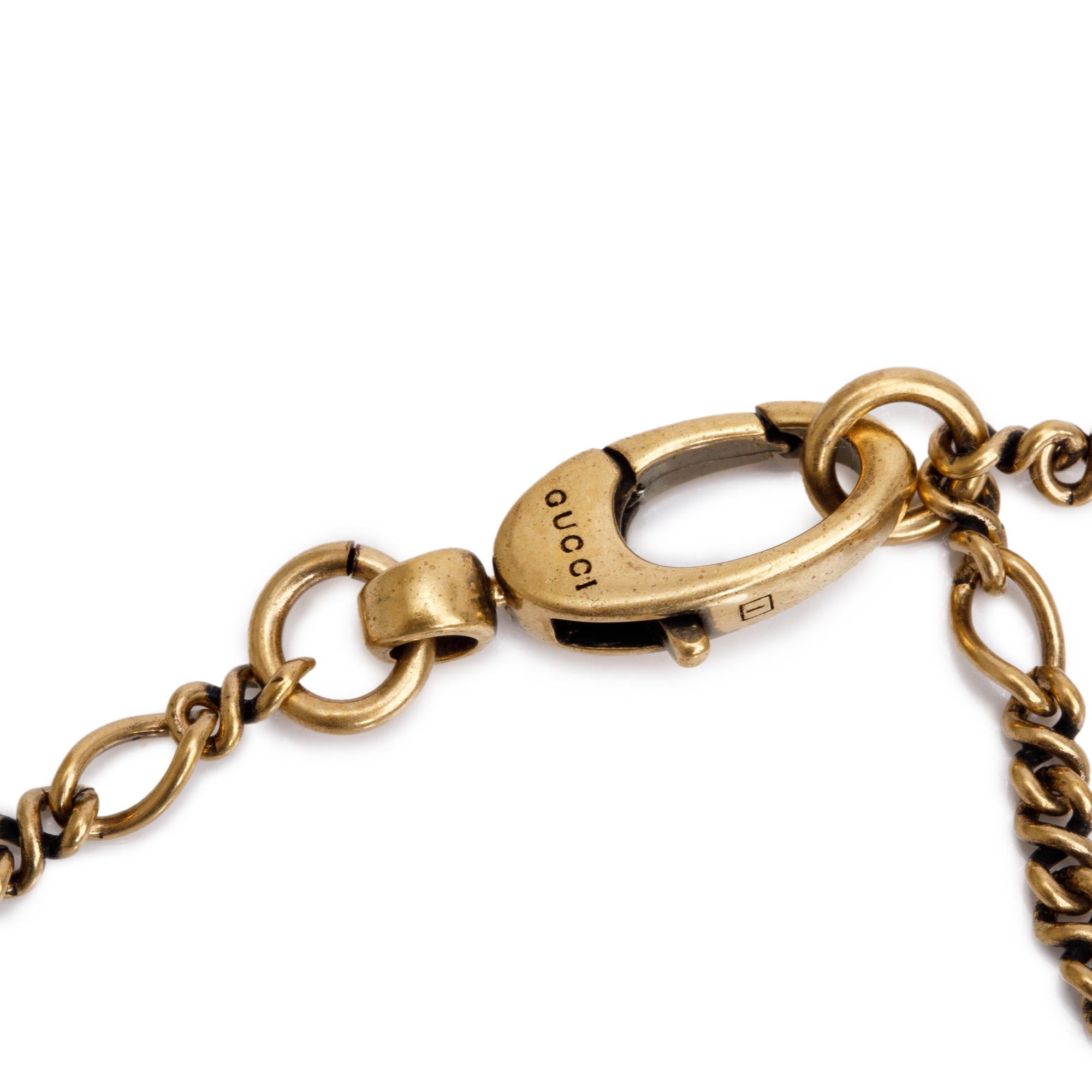 Gucci Gold-Plated Crystal Strawberry Pendant Necklace w/ Box