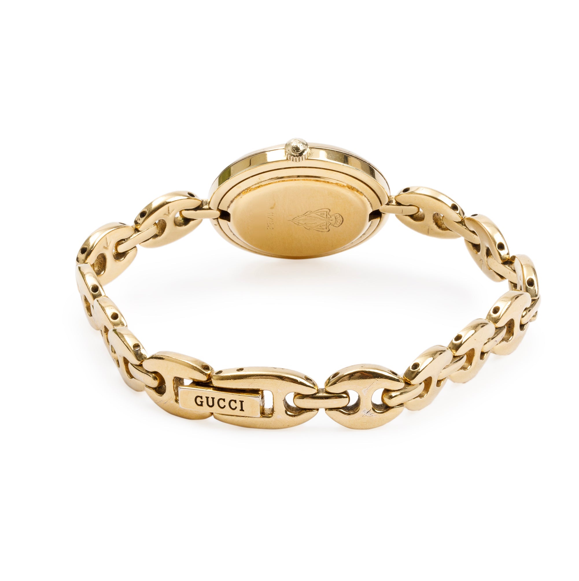 Gucci Gold Plated Stainless Steel 1100 Series 26MM Watch w/ Box & 5 Multicolour Interchangeable Bezels