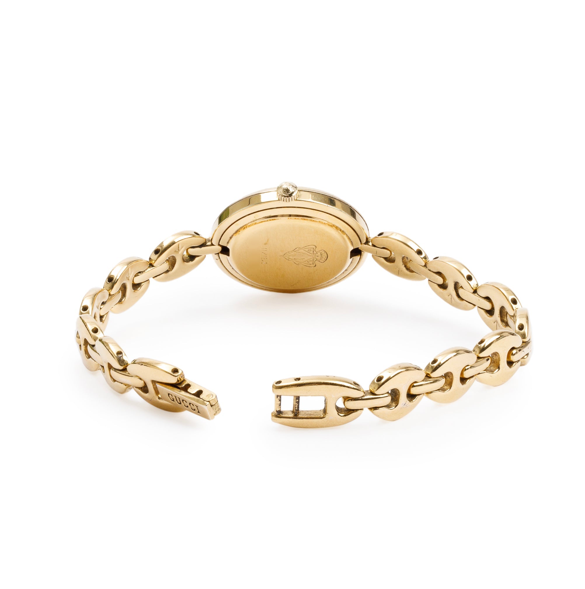 Gucci Gold Plated Stainless Steel 1100 Series 26MM Watch w/ Box & 5 Multicolour Interchangeable Bezels