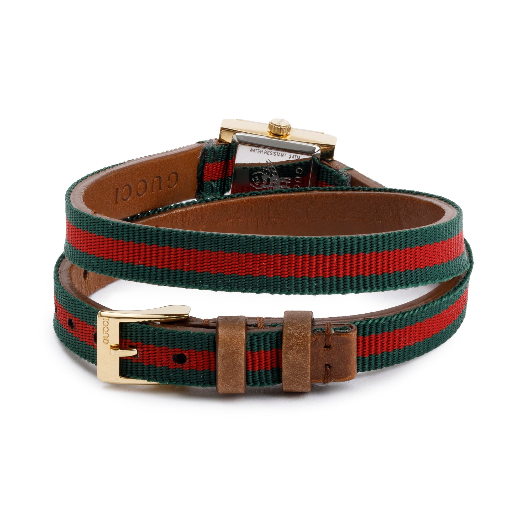 Gucci Gold-Plated Stainless Steel 128.5 G-Frame Web Watch w/ Box