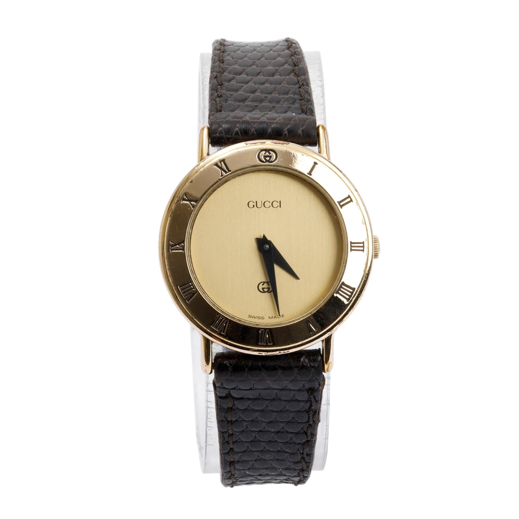 Gucci Gold Plated Stainless Steel 3000 Series 25 MM Watch